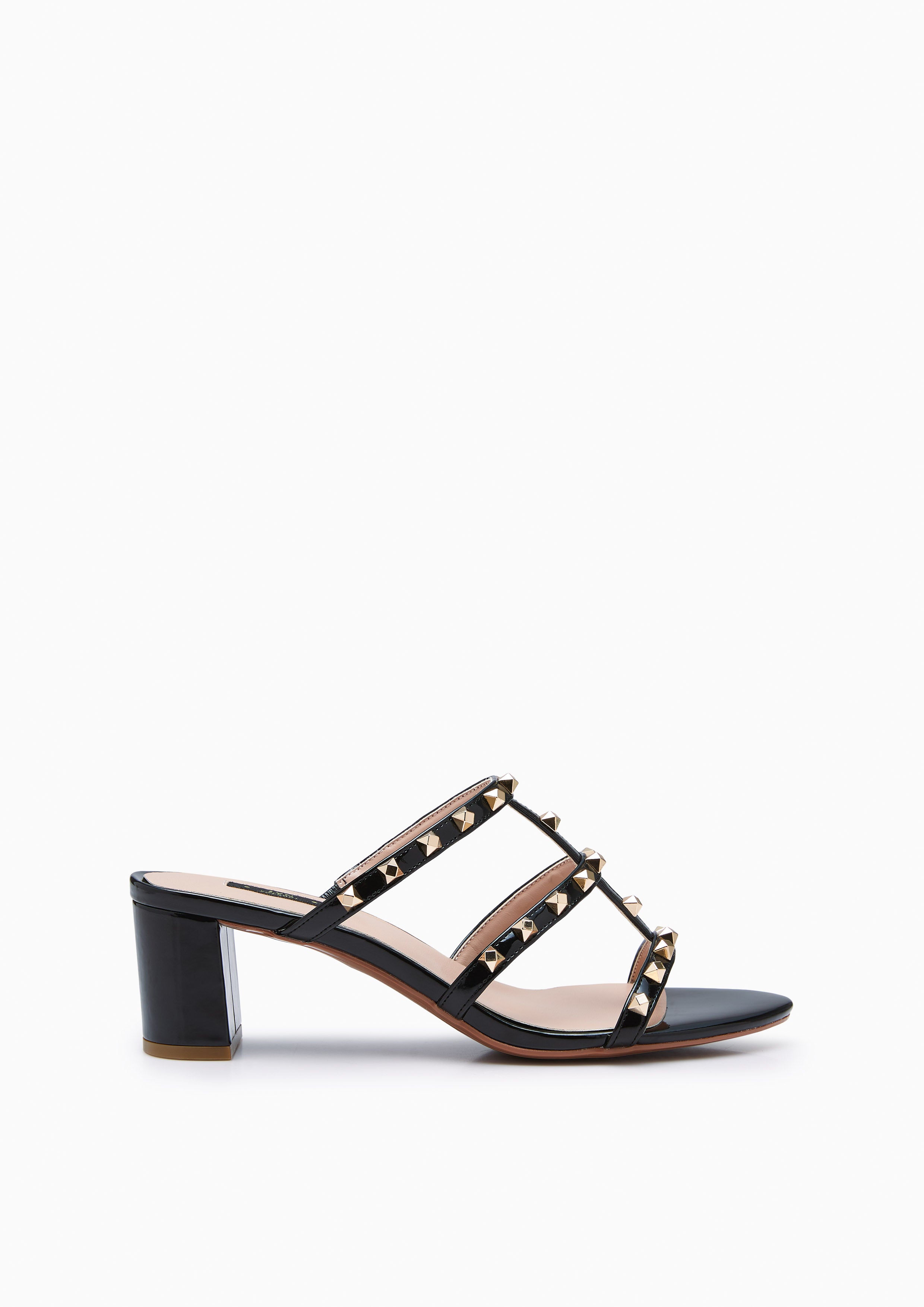 Linda Mid Heel Sandals Black