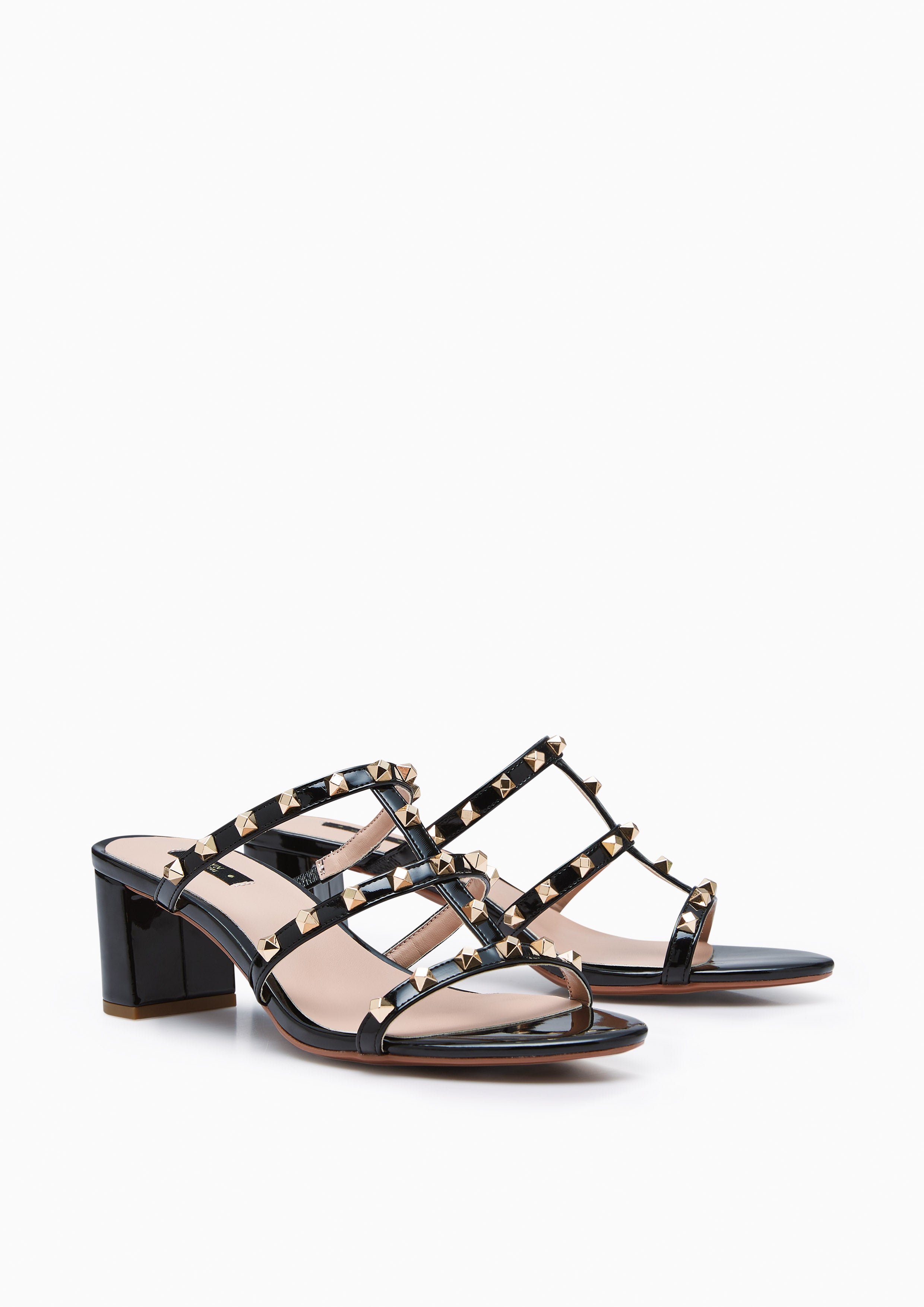 Linda Mid Heel Sandals Black