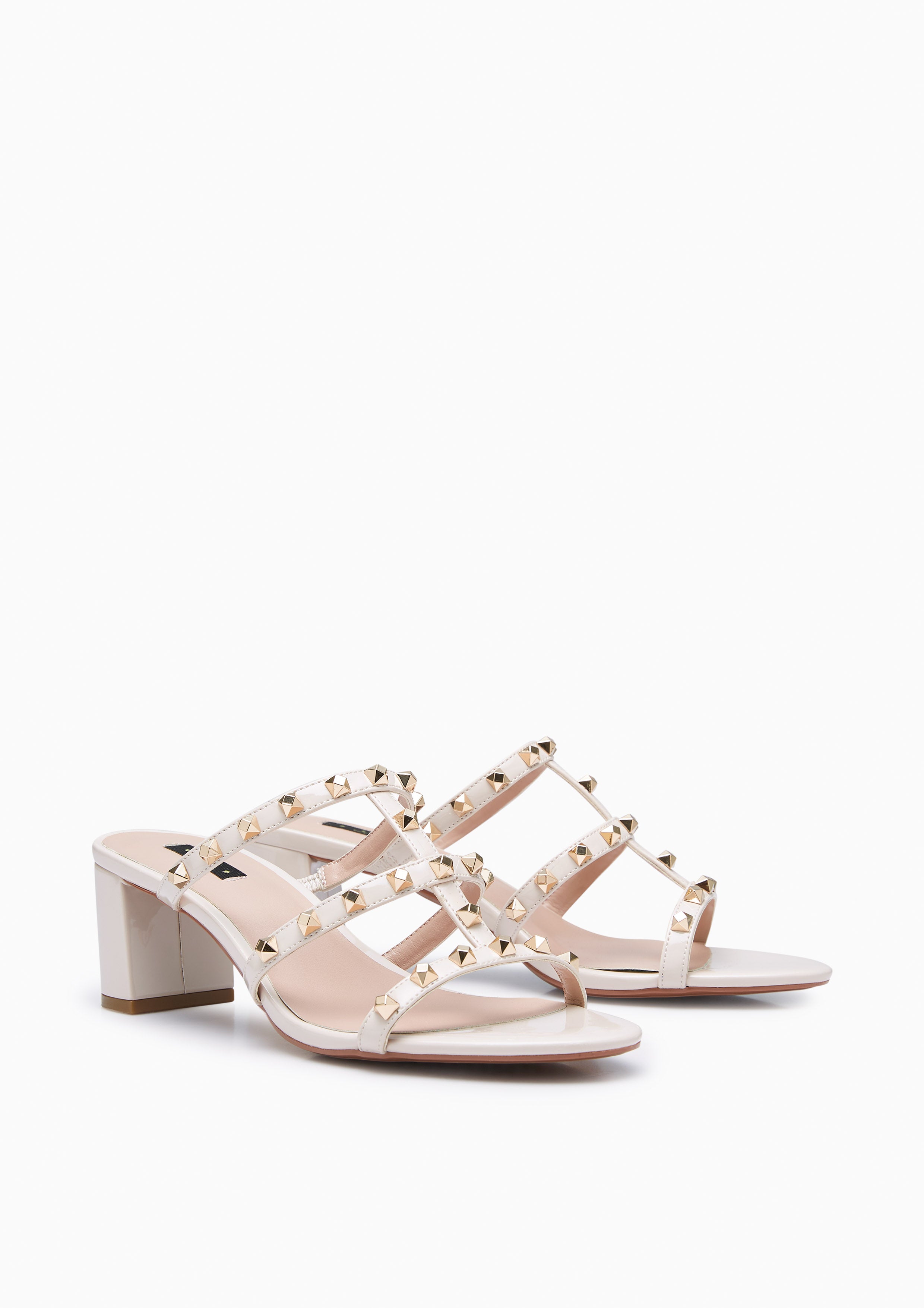 Linda Mid Heel Sandals Ivory