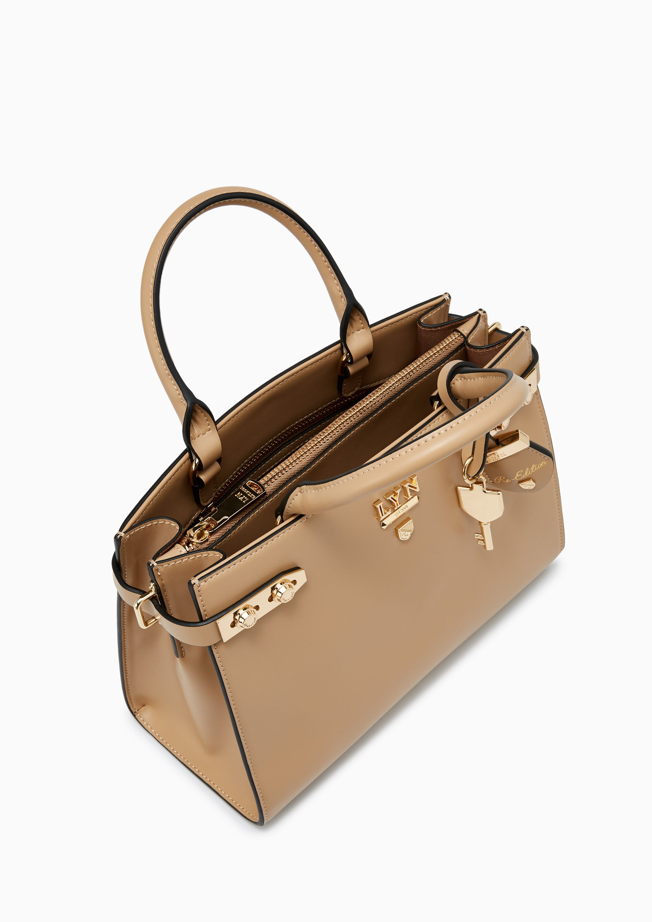 Fineness Re-Edit Top Handle Bag L Beige