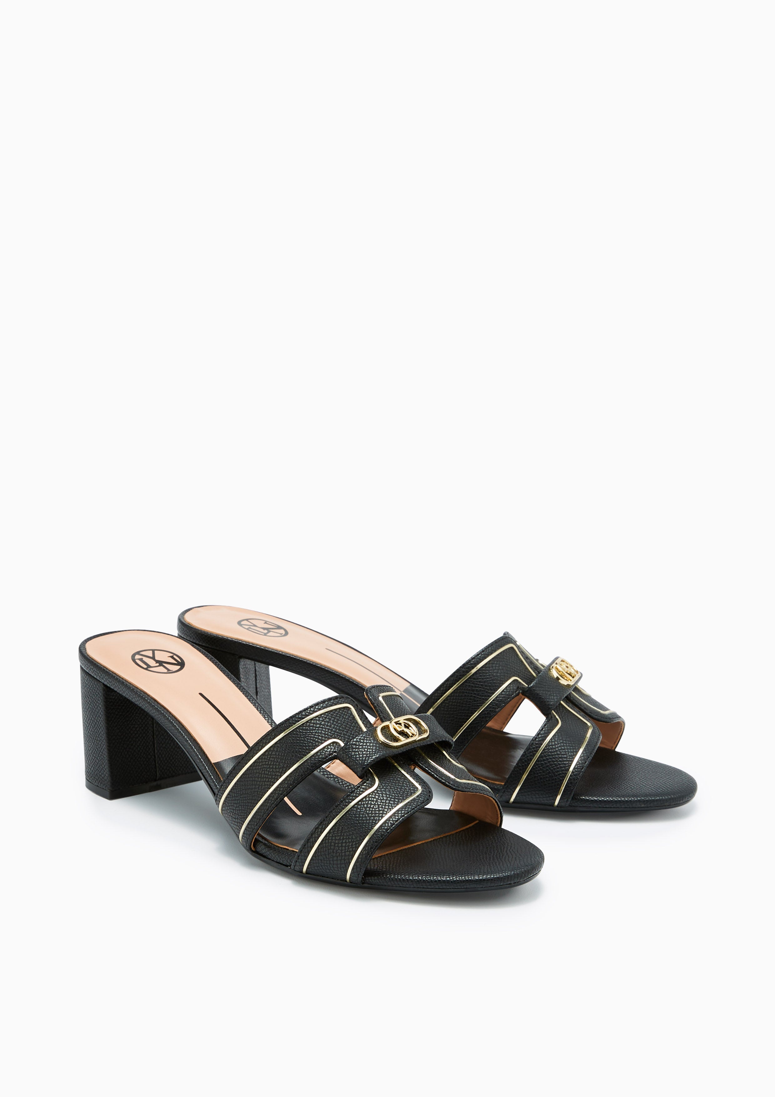 Hey Mid Heel Sandals Black - Lyn TH