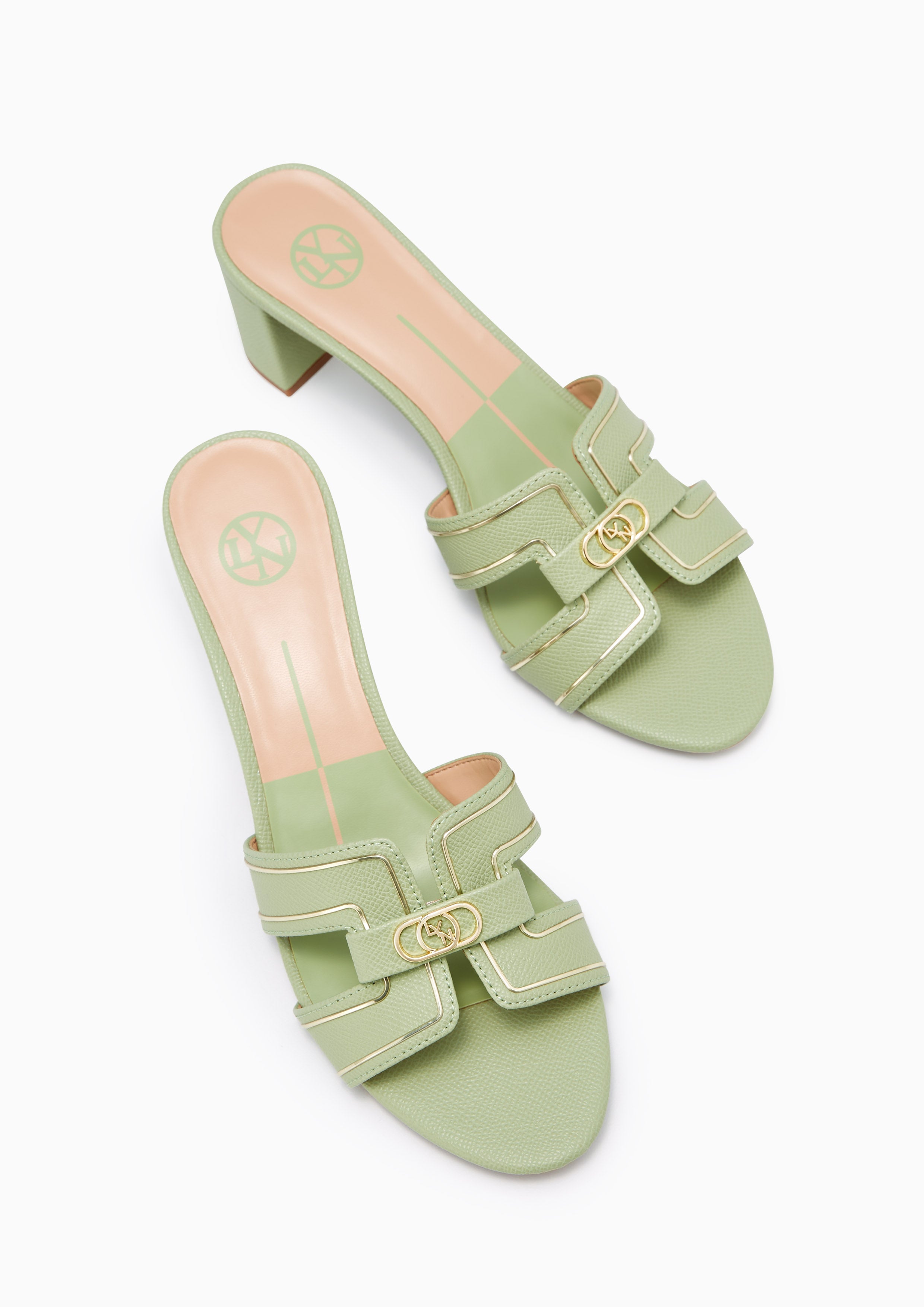 Hey Mid Heel Sandals Green - Lyn TH