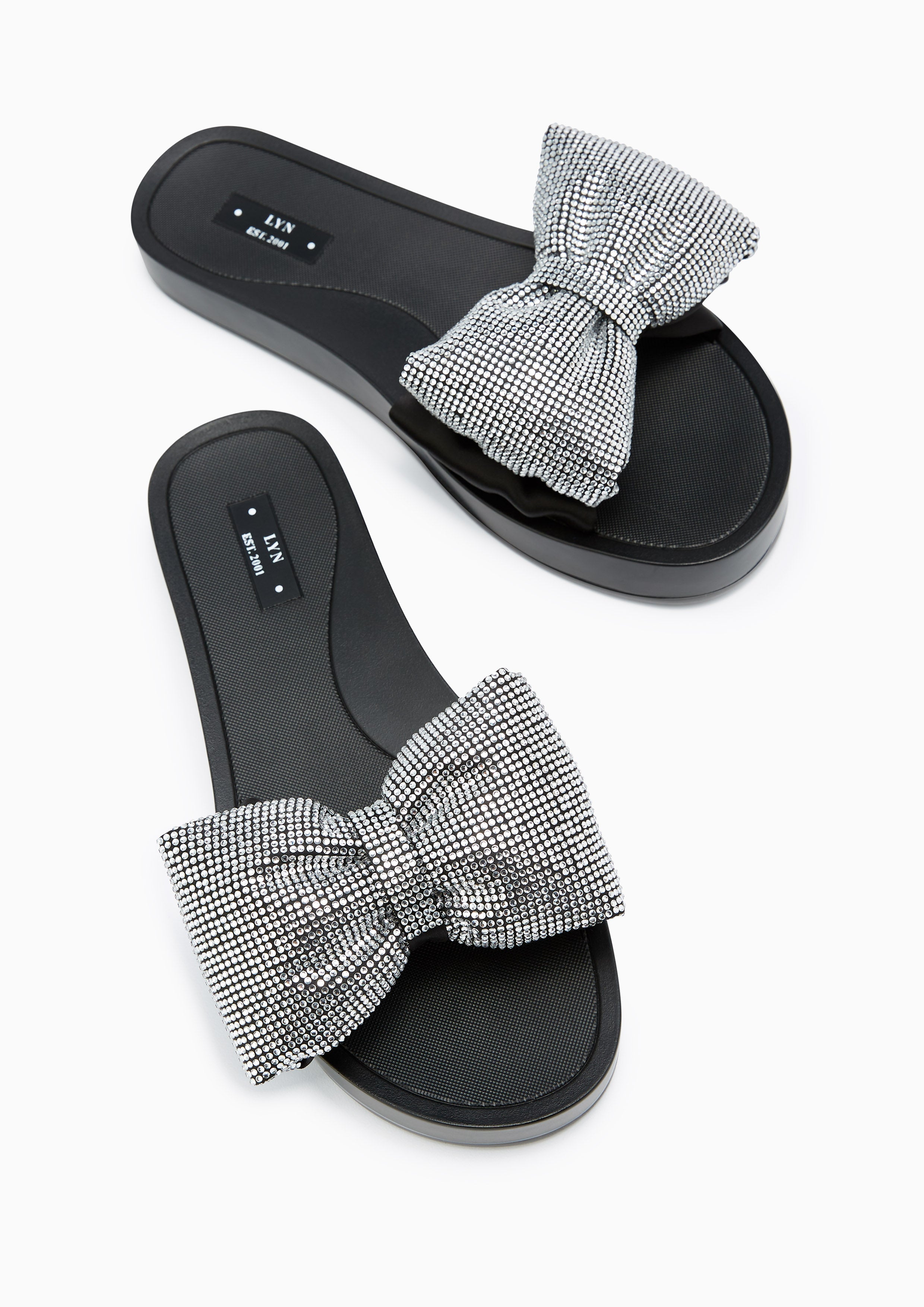 Clover Crystal Sandals Black - Lyn TH