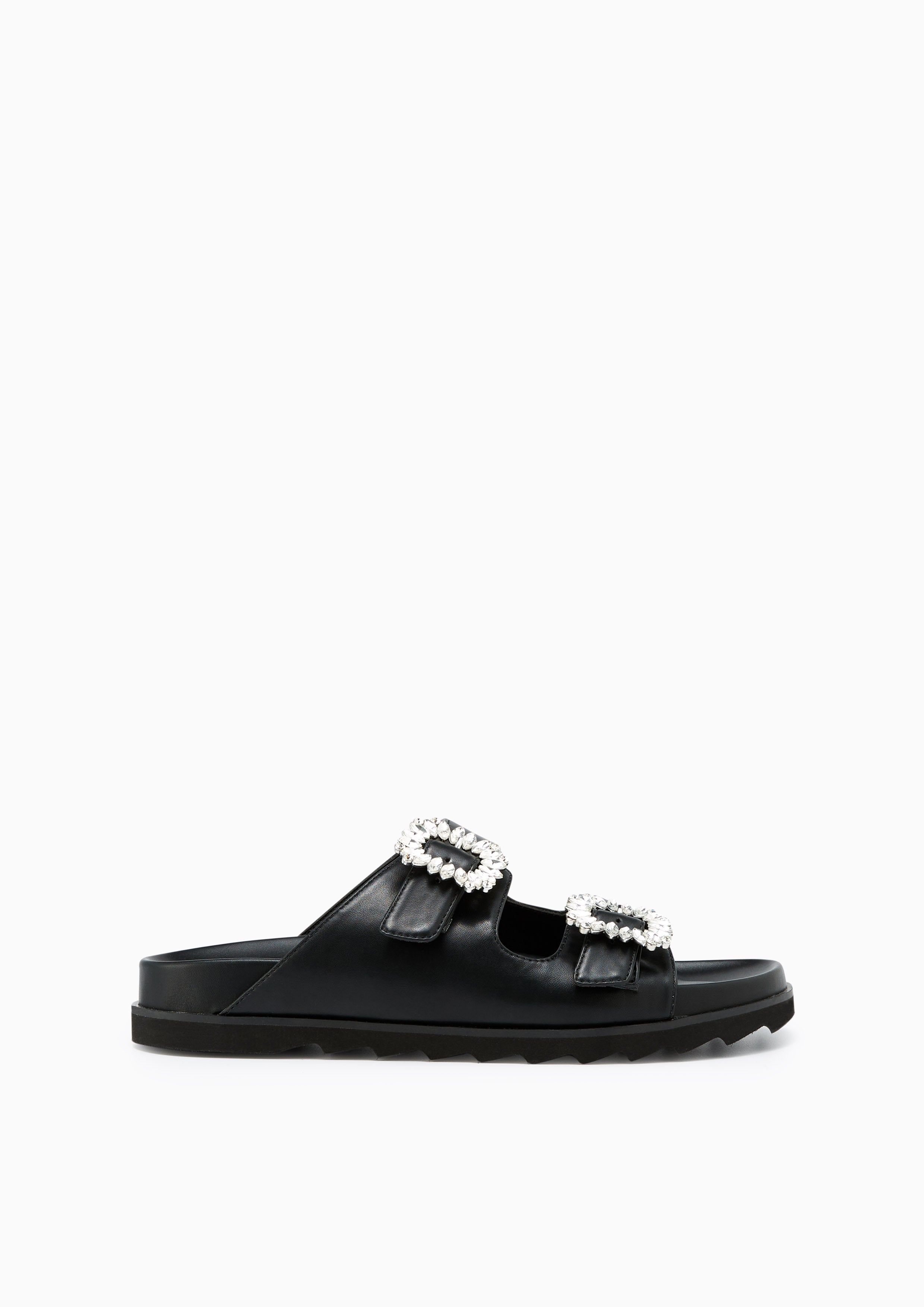 Veeni Plain Flat Sandals Black - Lyn TH