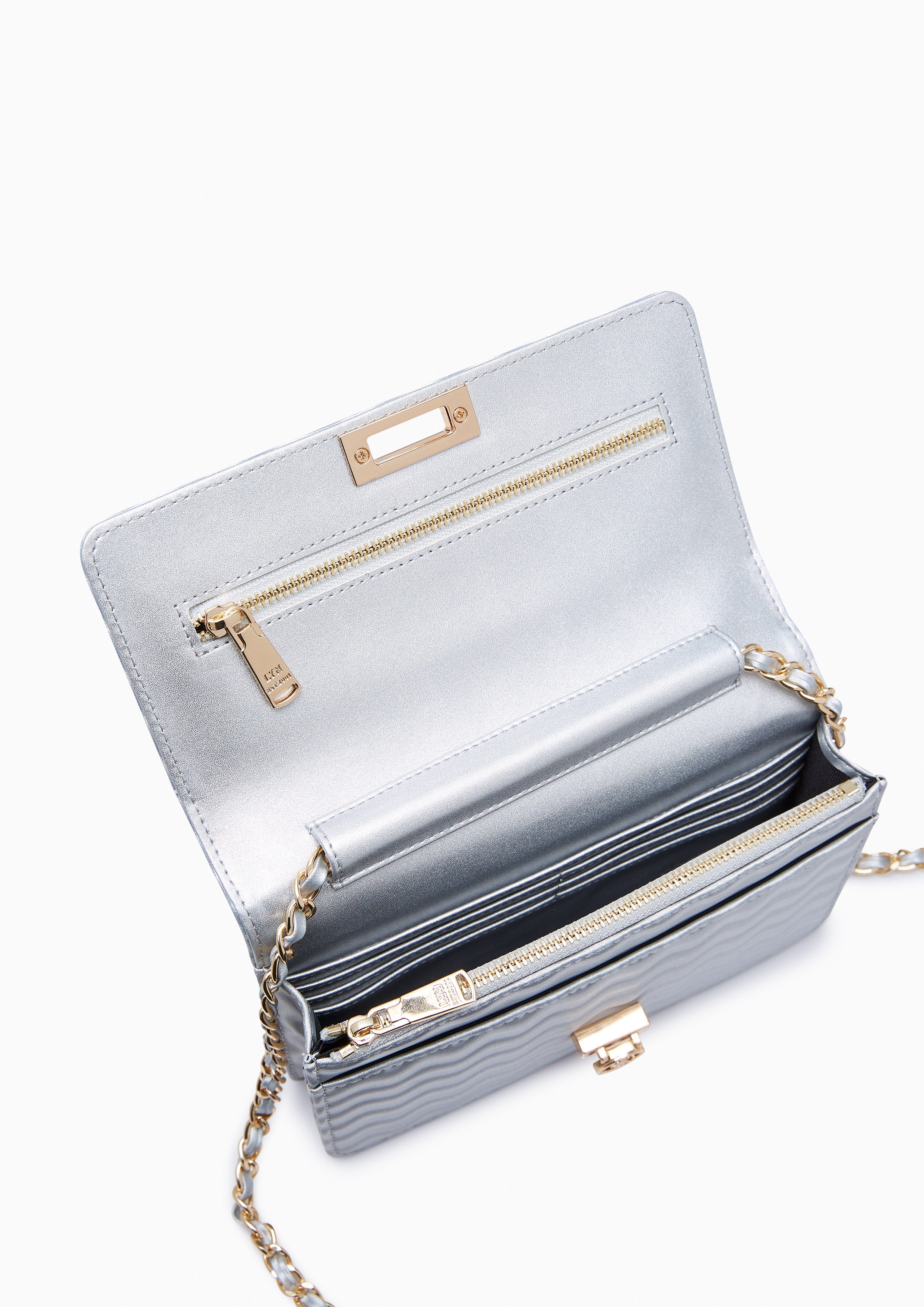 Tecca Shine Plain Crossbody Bag Silver - Lyn TH