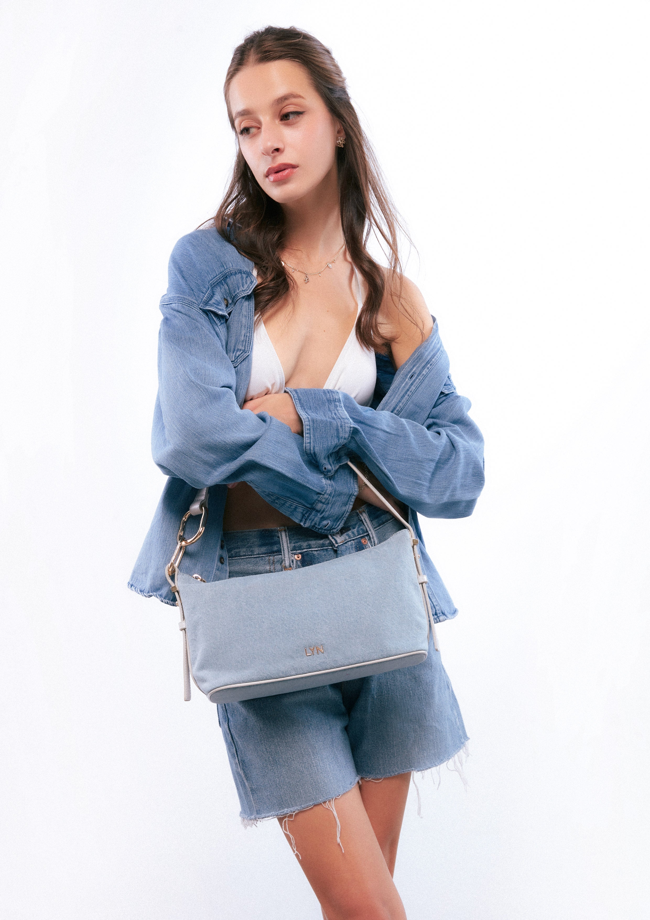 Rene Denim Shoulder M Shoulderbag Blue - Lyn TH