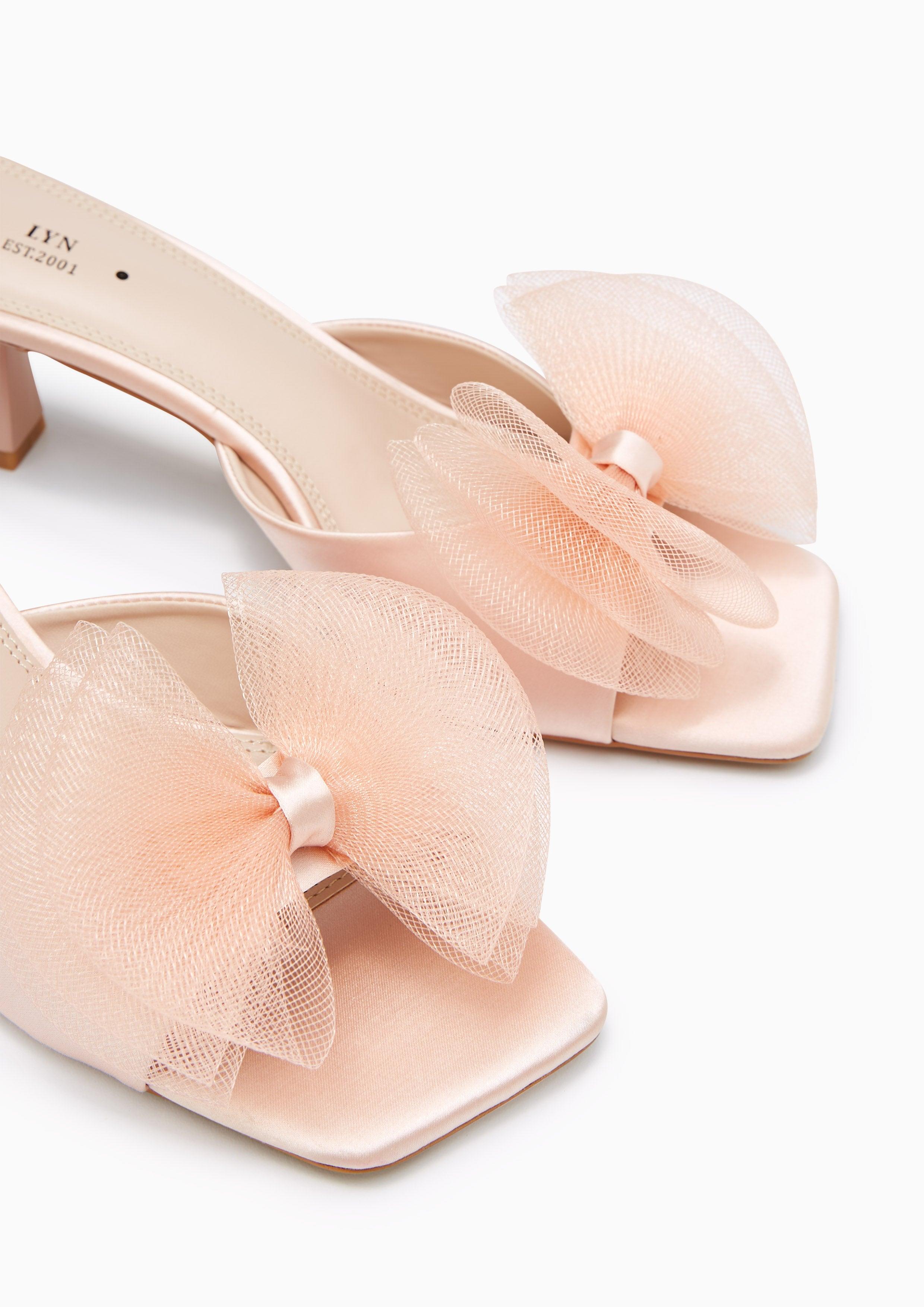 Babbie Mid Heel Sandals Nude - Lyn TH