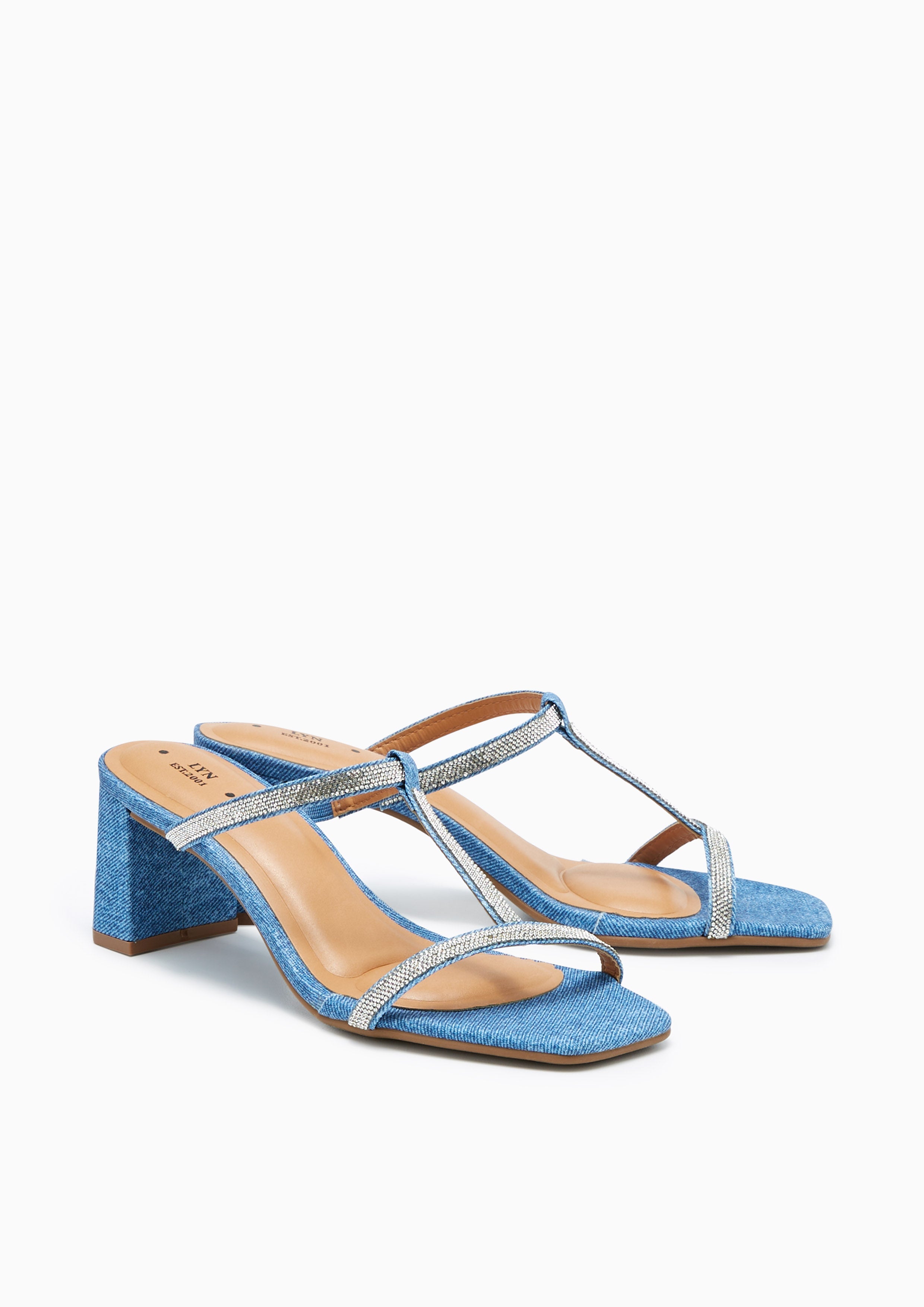 Boss Mid Heel Sandals Blue - Lyn TH