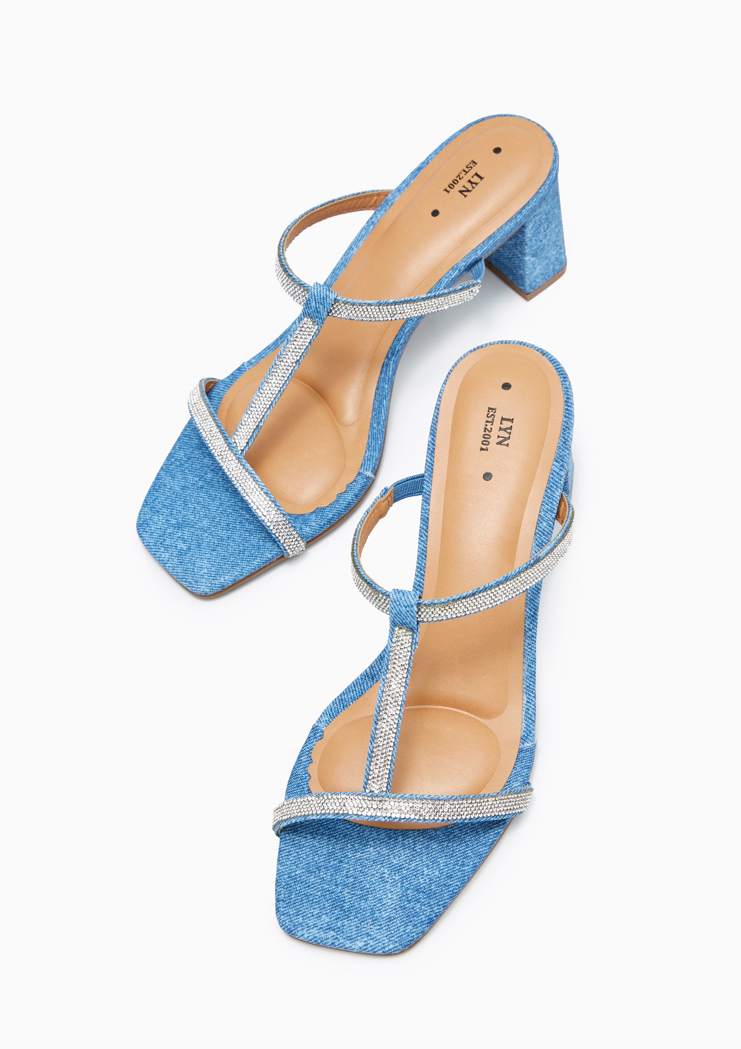 Boss Mid Heel Sandals Blue - Lyn TH