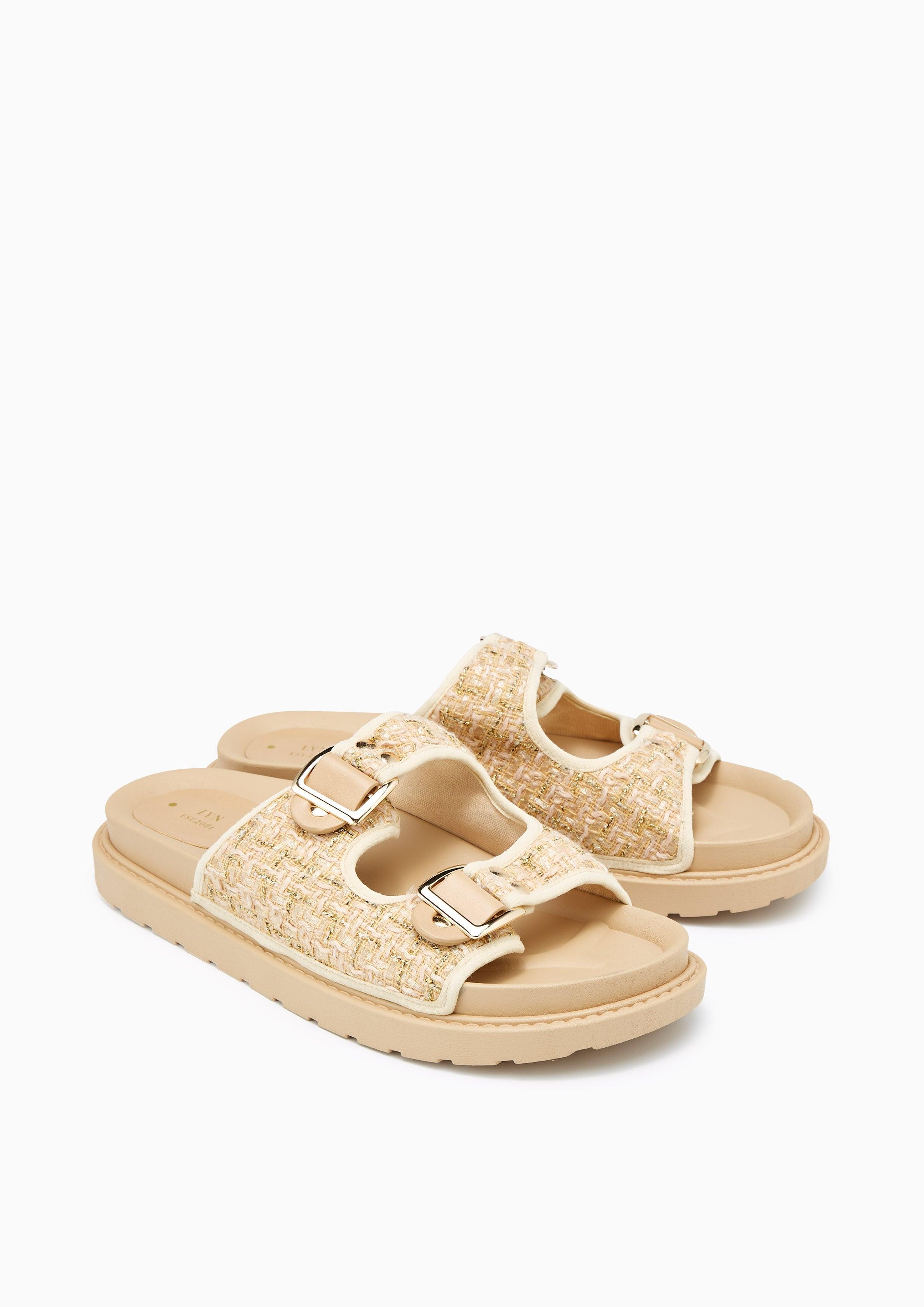 Berries Flat Sandals Beige - Lyn TH