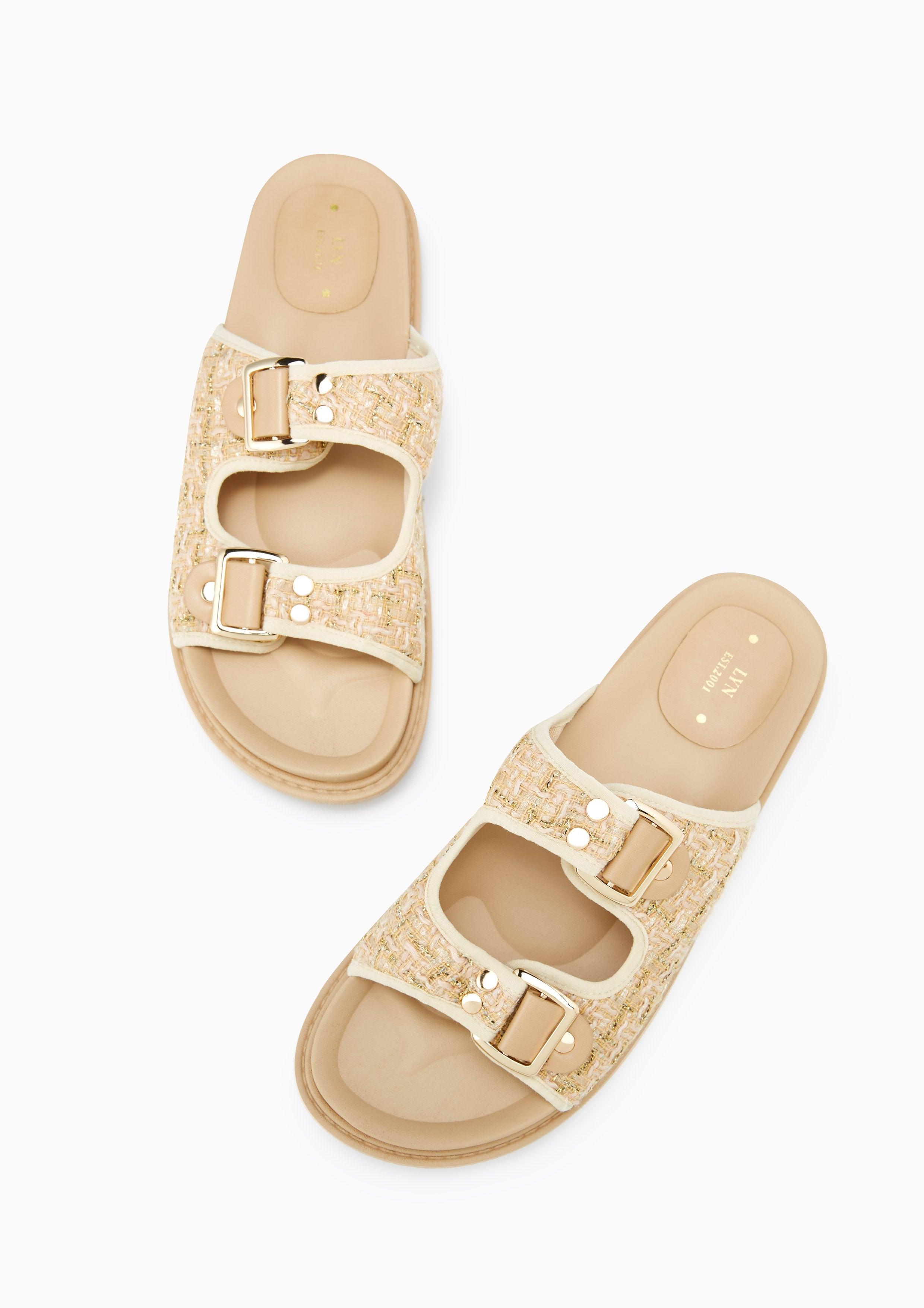 Berries Flat Sandals Beige - Lyn TH