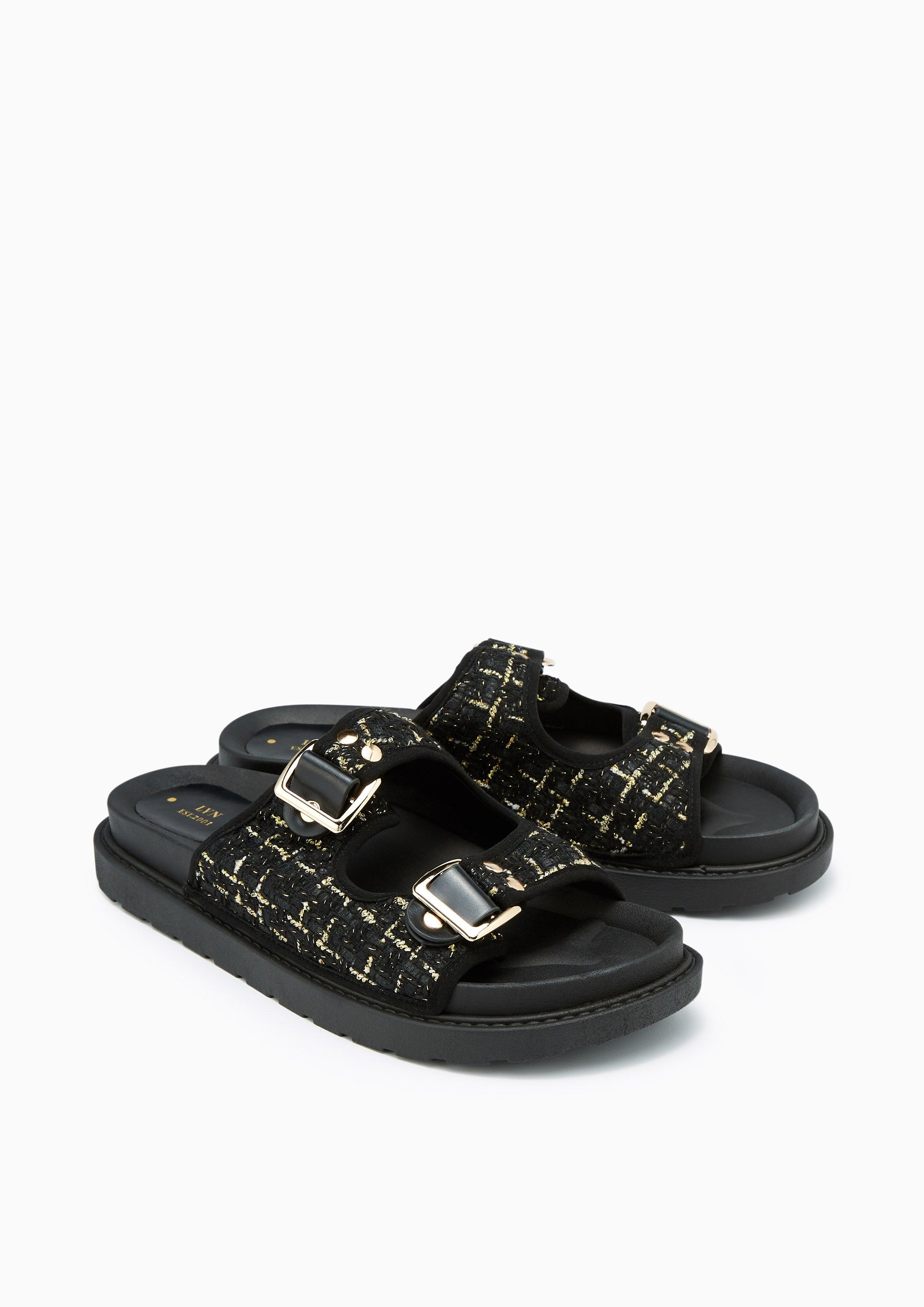 Berries Flat Sandals Black - Lyn TH