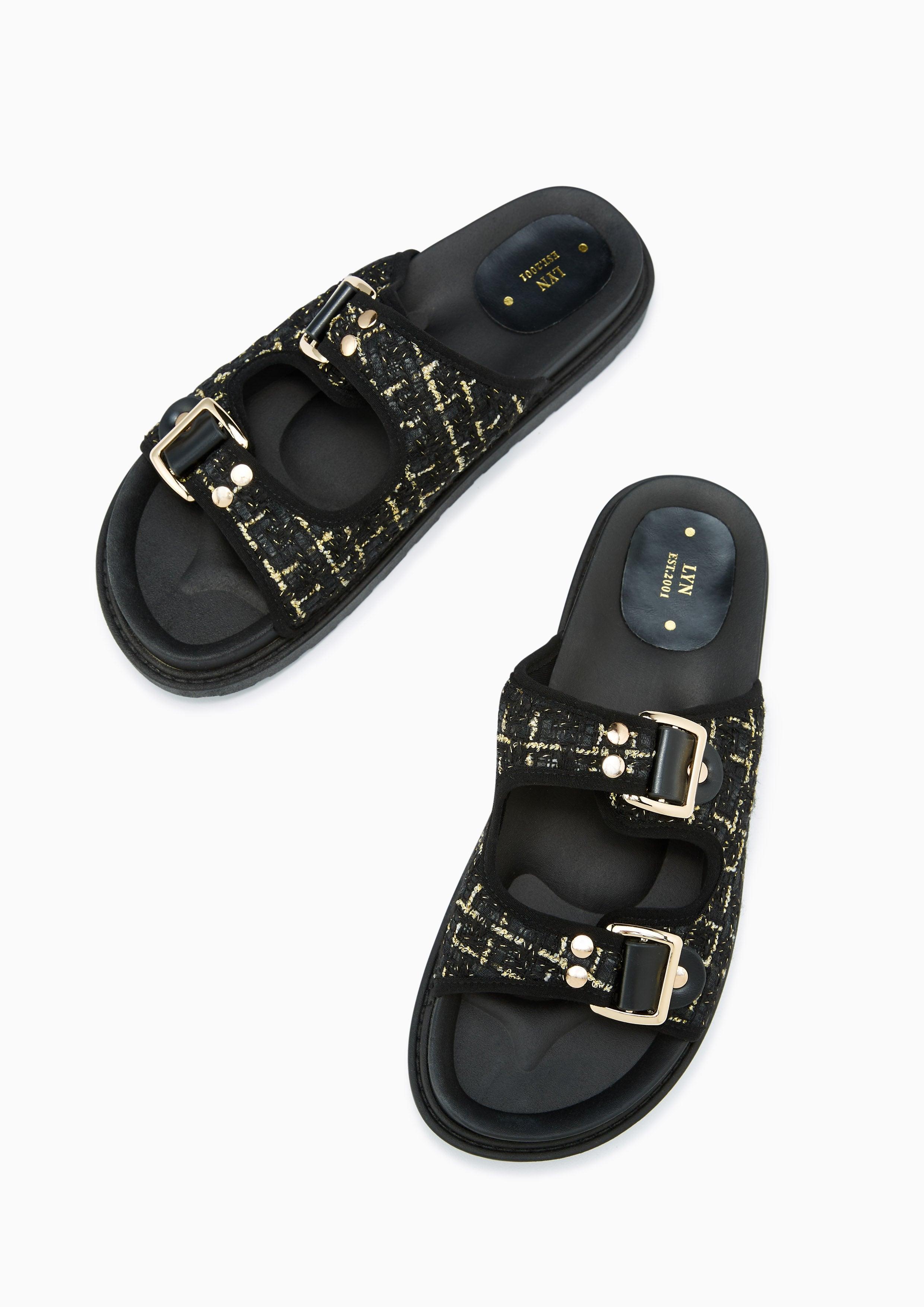 Berries Flat Sandals Black - Lyn TH