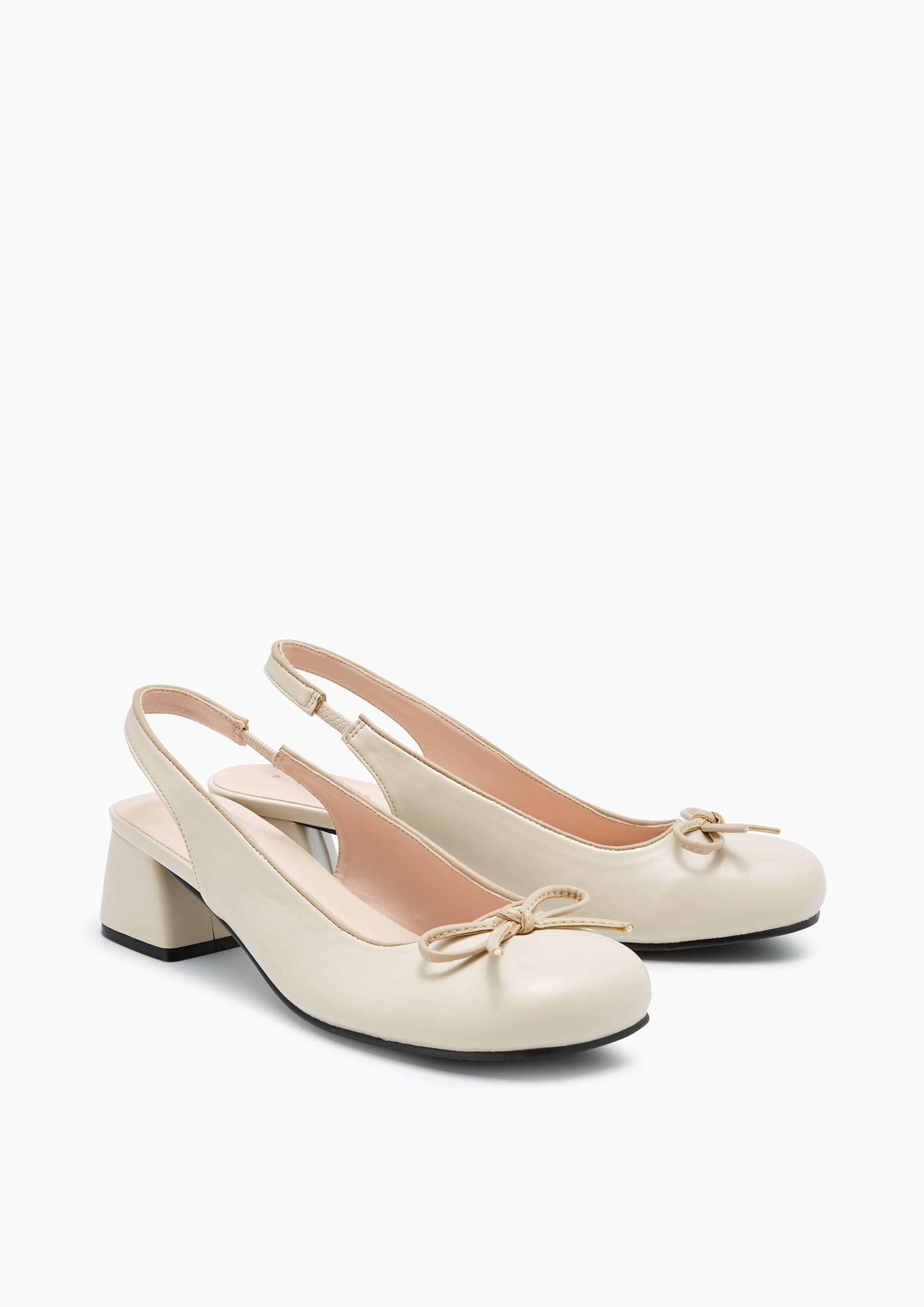 Bowtiful Low Heel Slingbacks Ivory - Lyn TH