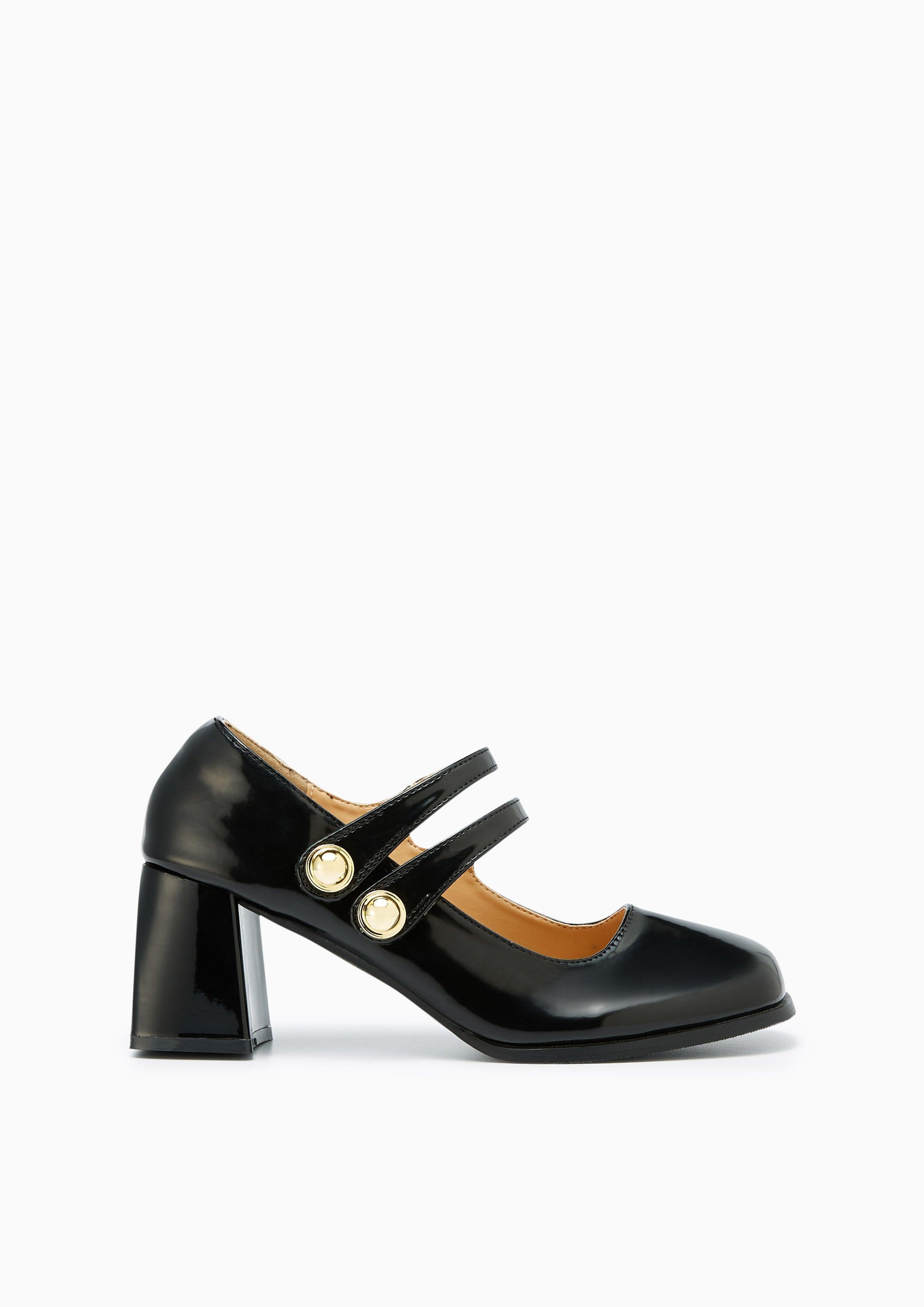 Baby Jane Mid Heel Pumps Black - Lyn TH