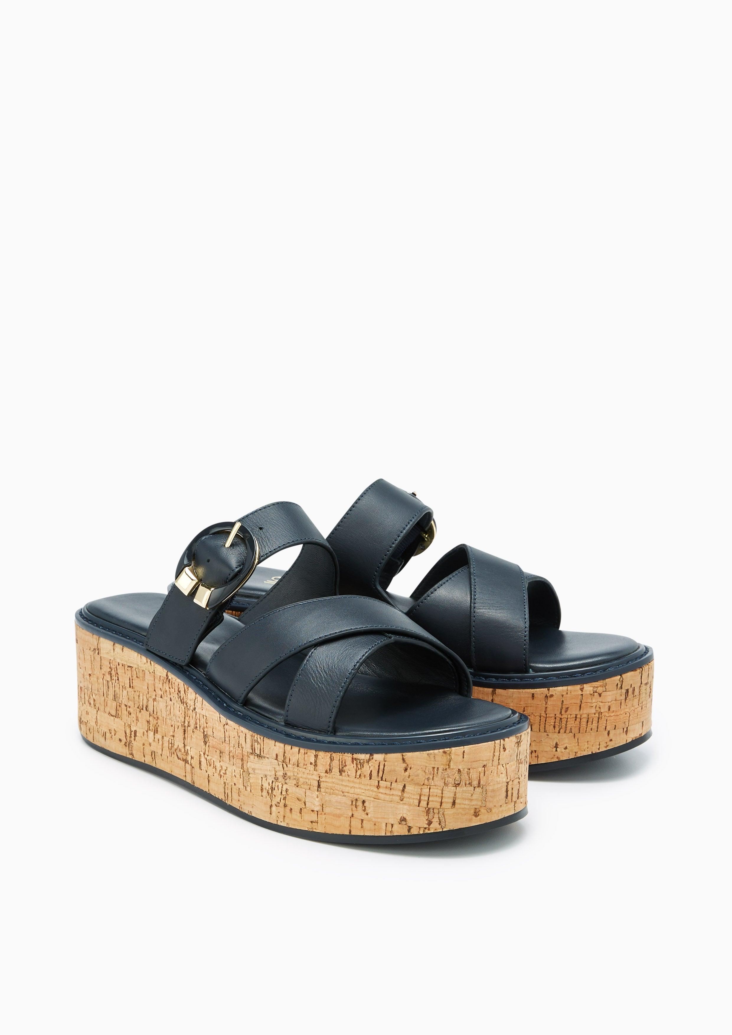 Foster Infinite Wedge Sandals Dark Blue - Lyn TH