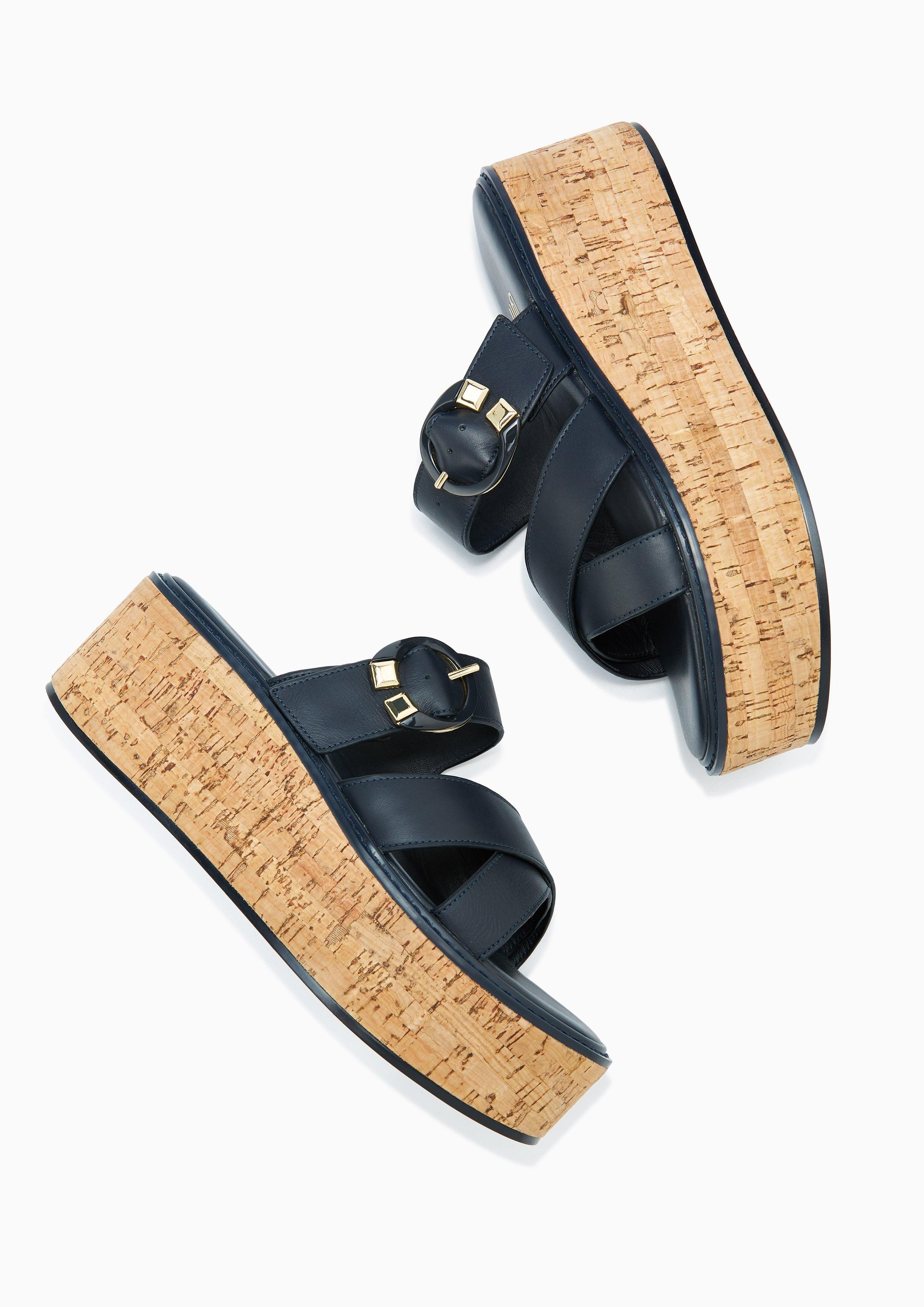 Foster Infinite Wedge Sandals Dark Blue - Lyn TH