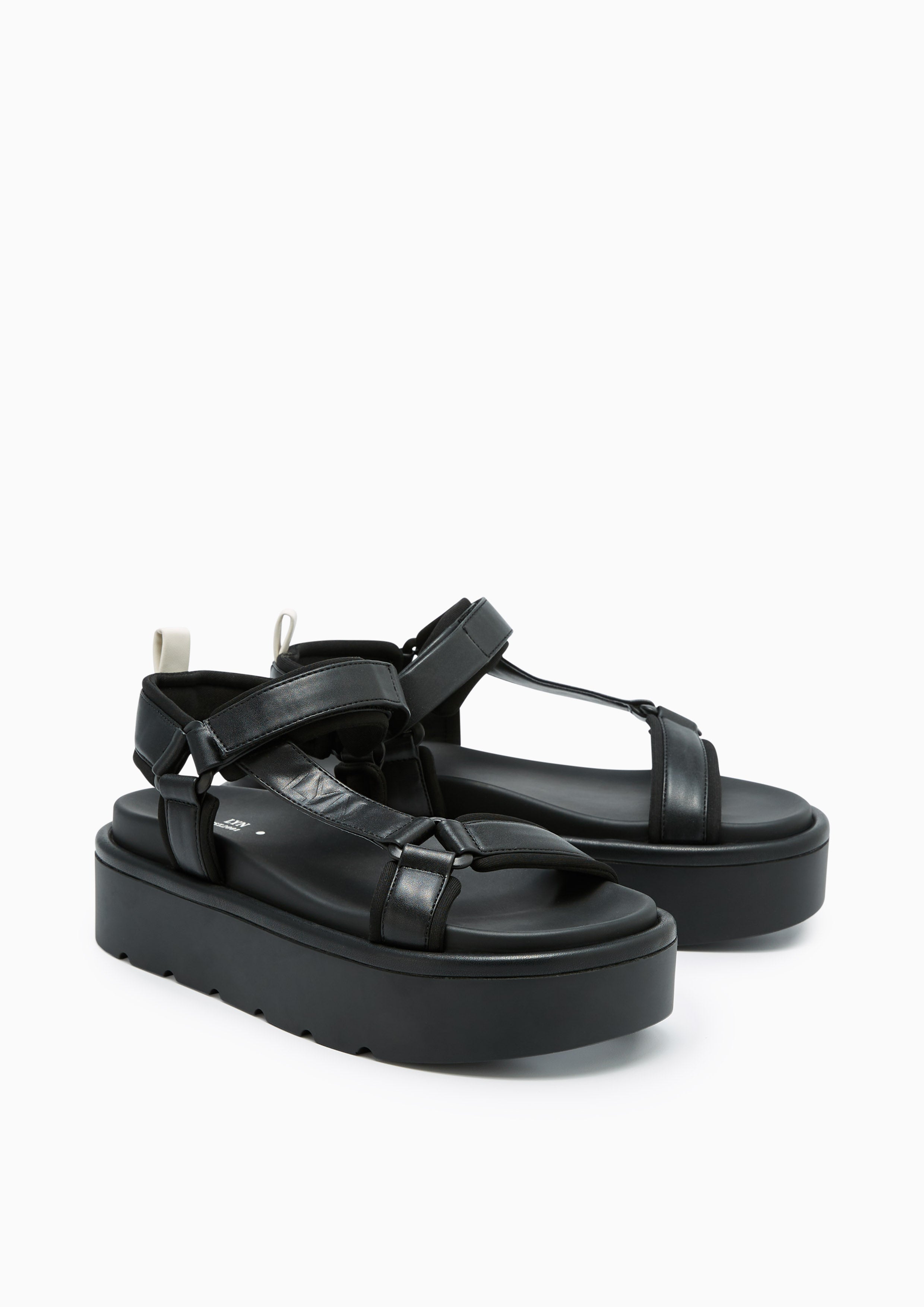 Hunter Plain Platform Sandals Black - Lyn TH