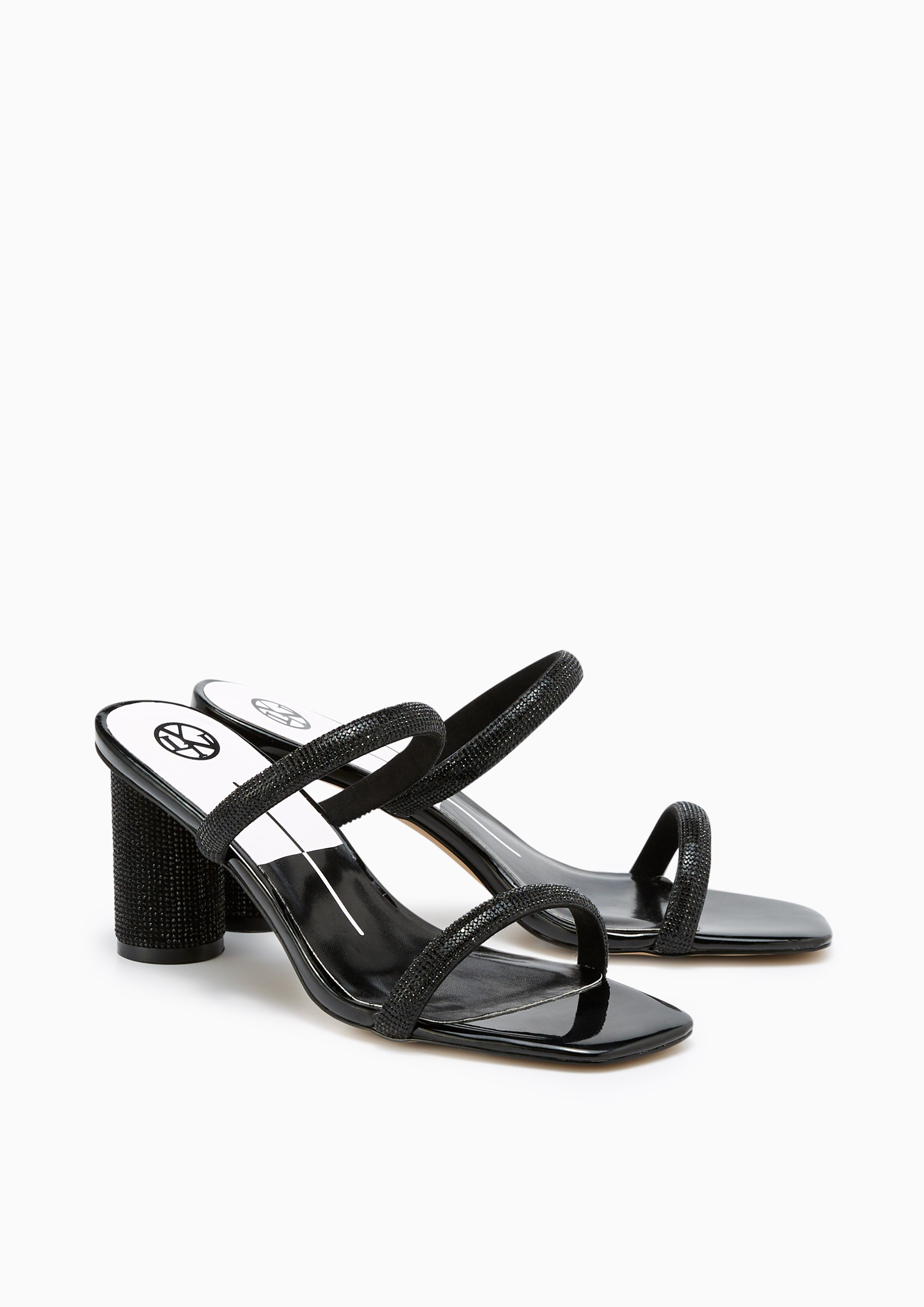 Halina Crystal High Heel Sandals Black - Lyn TH