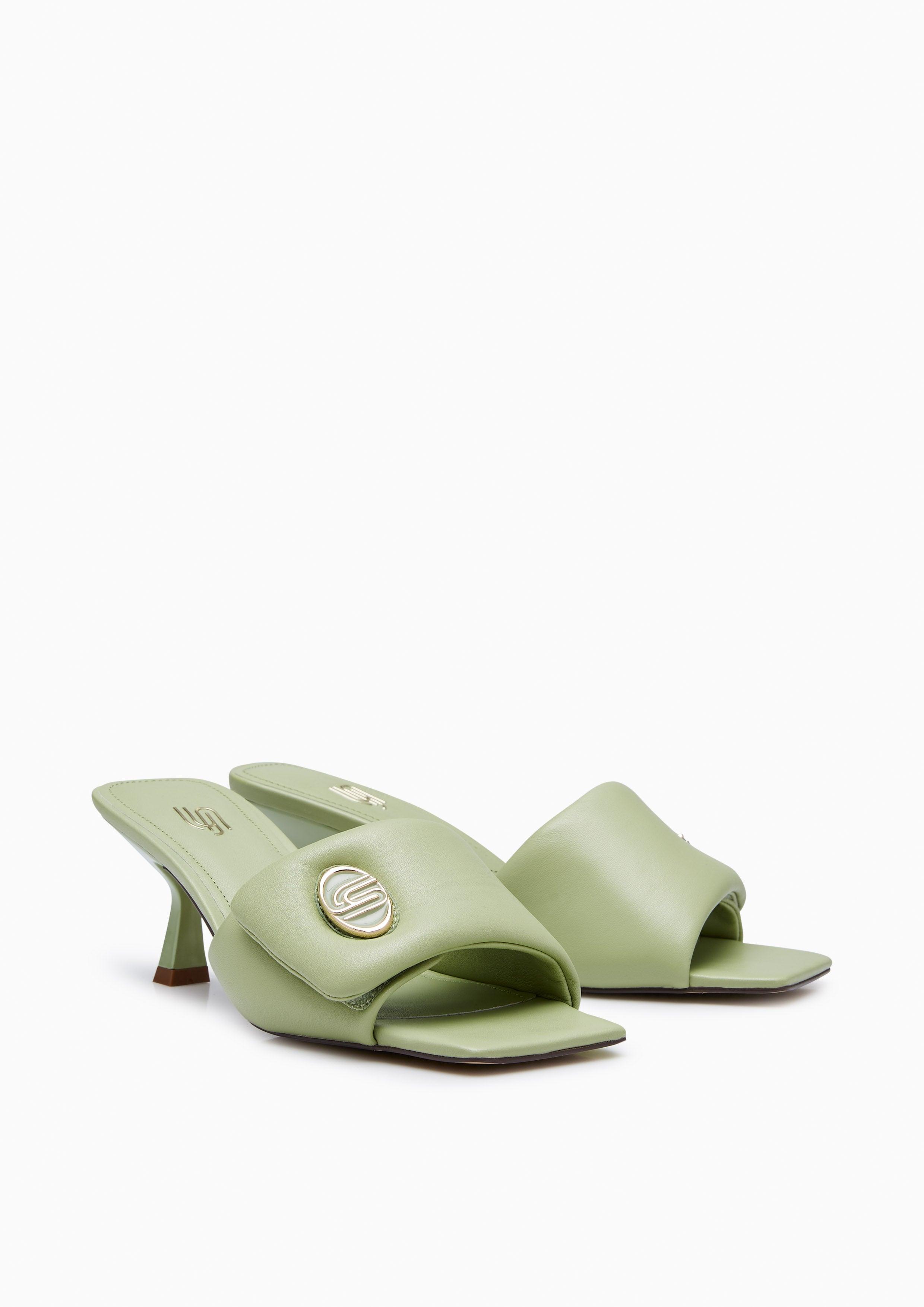 Isara Infinite Mid Heel Sandals Green - Lyn TH