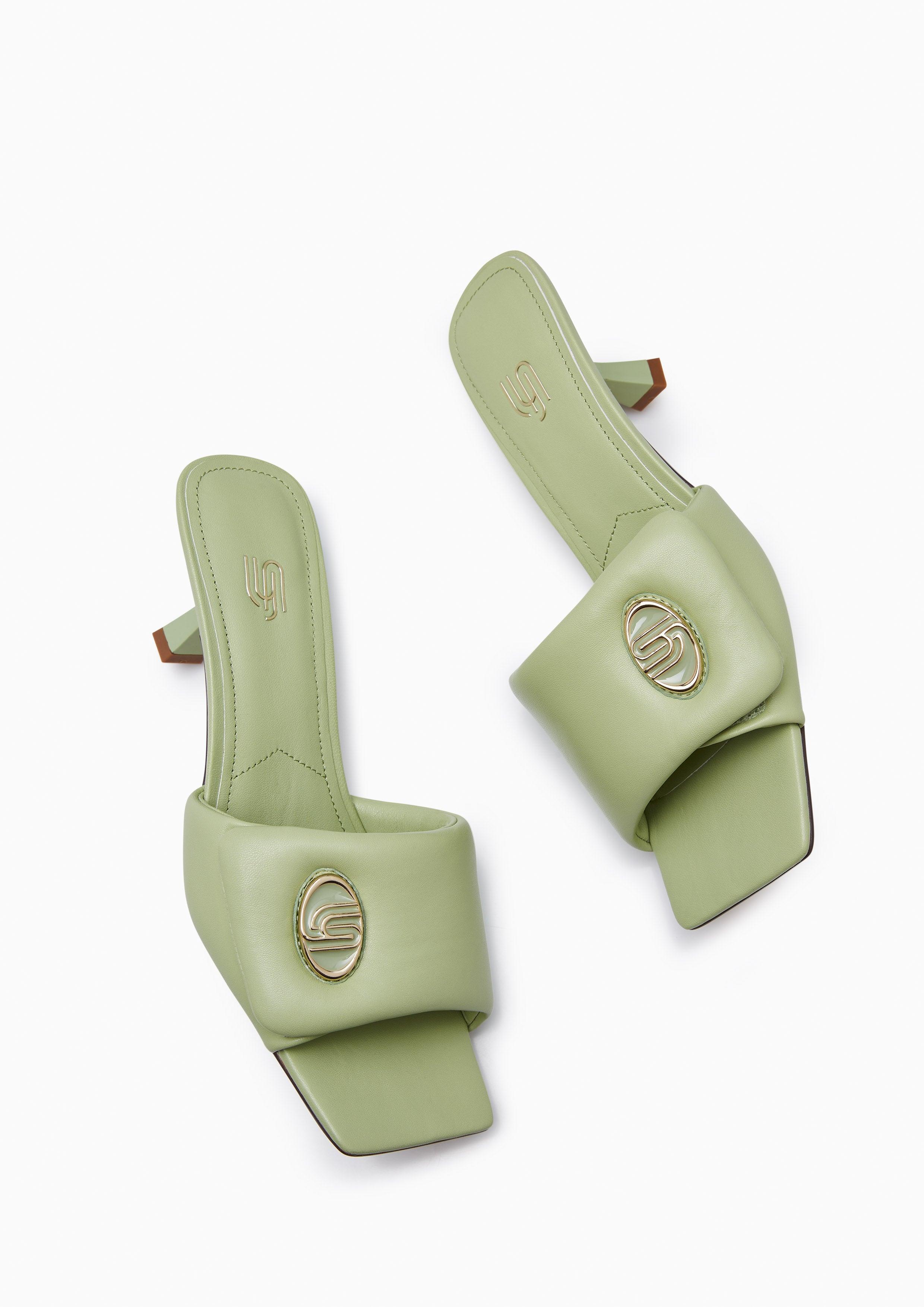 Isara Infinite Mid Heel Sandals Green - Lyn TH