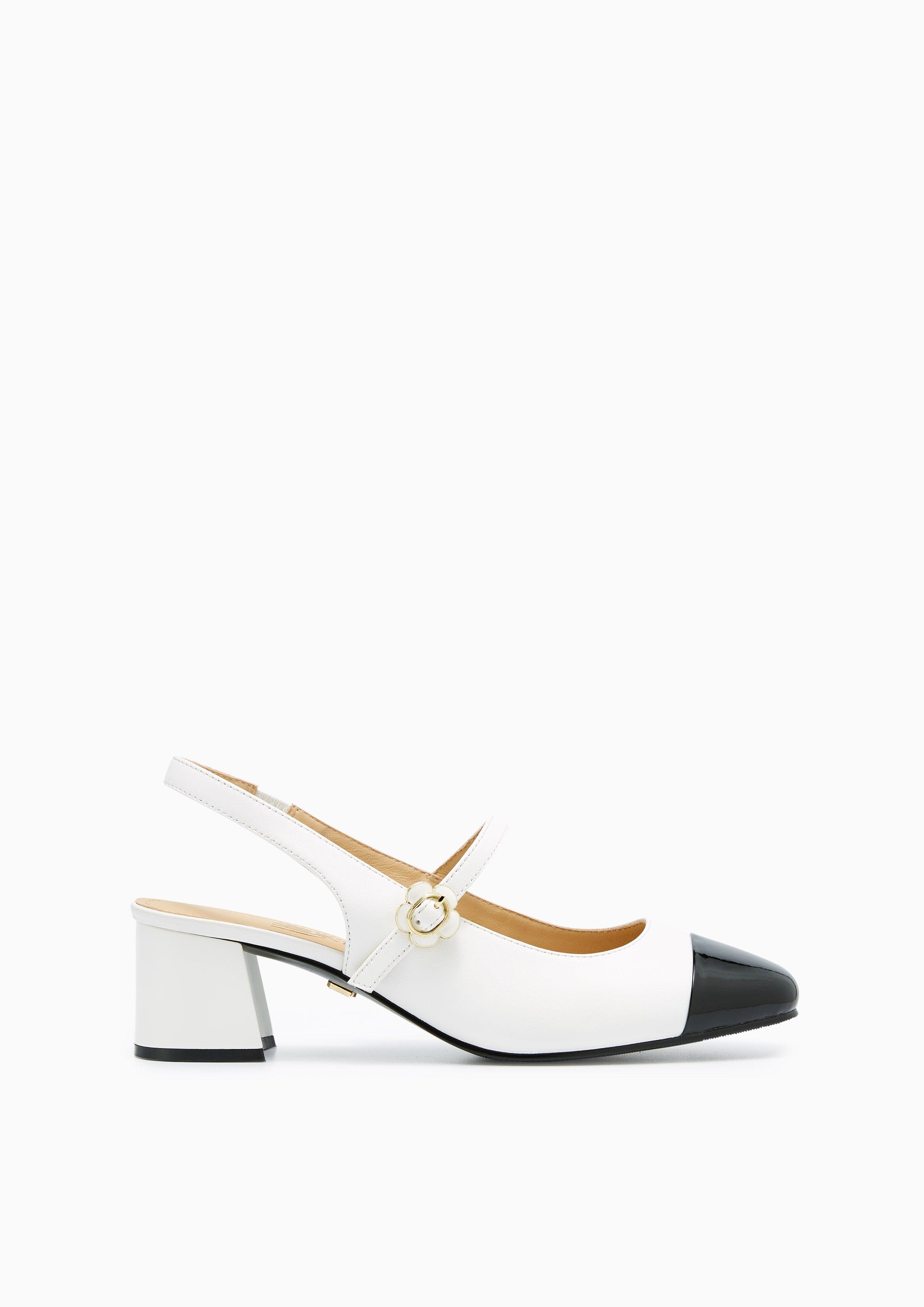 Ballencia Infinite Low Heel Slingbacks White - Lyn TH