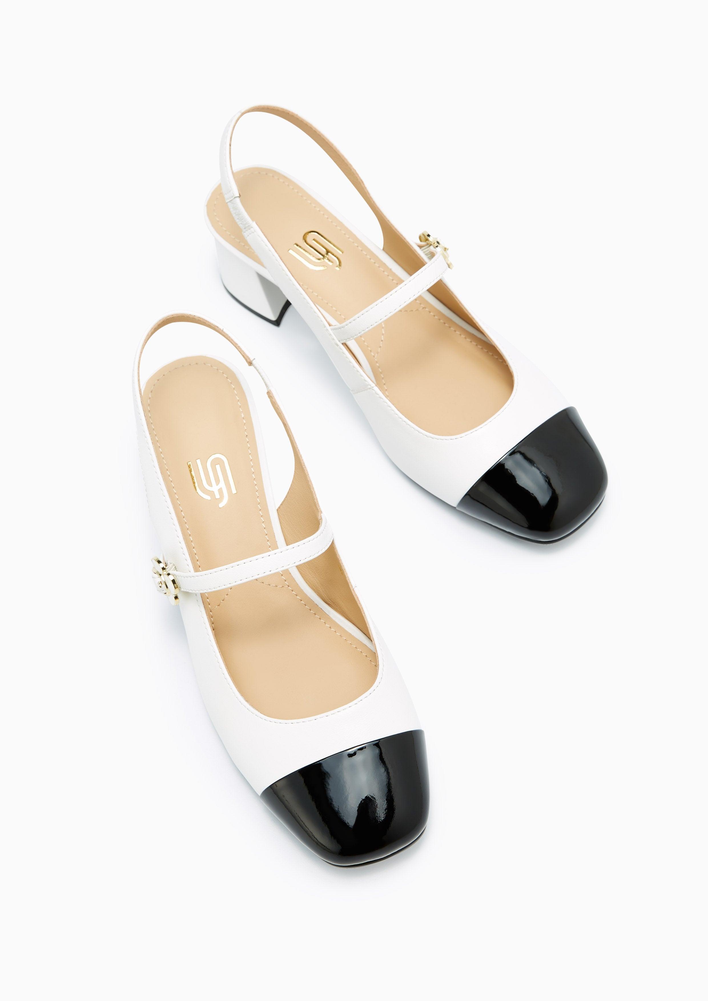 Ballencia Infinite Low Heel Slingbacks White - Lyn TH