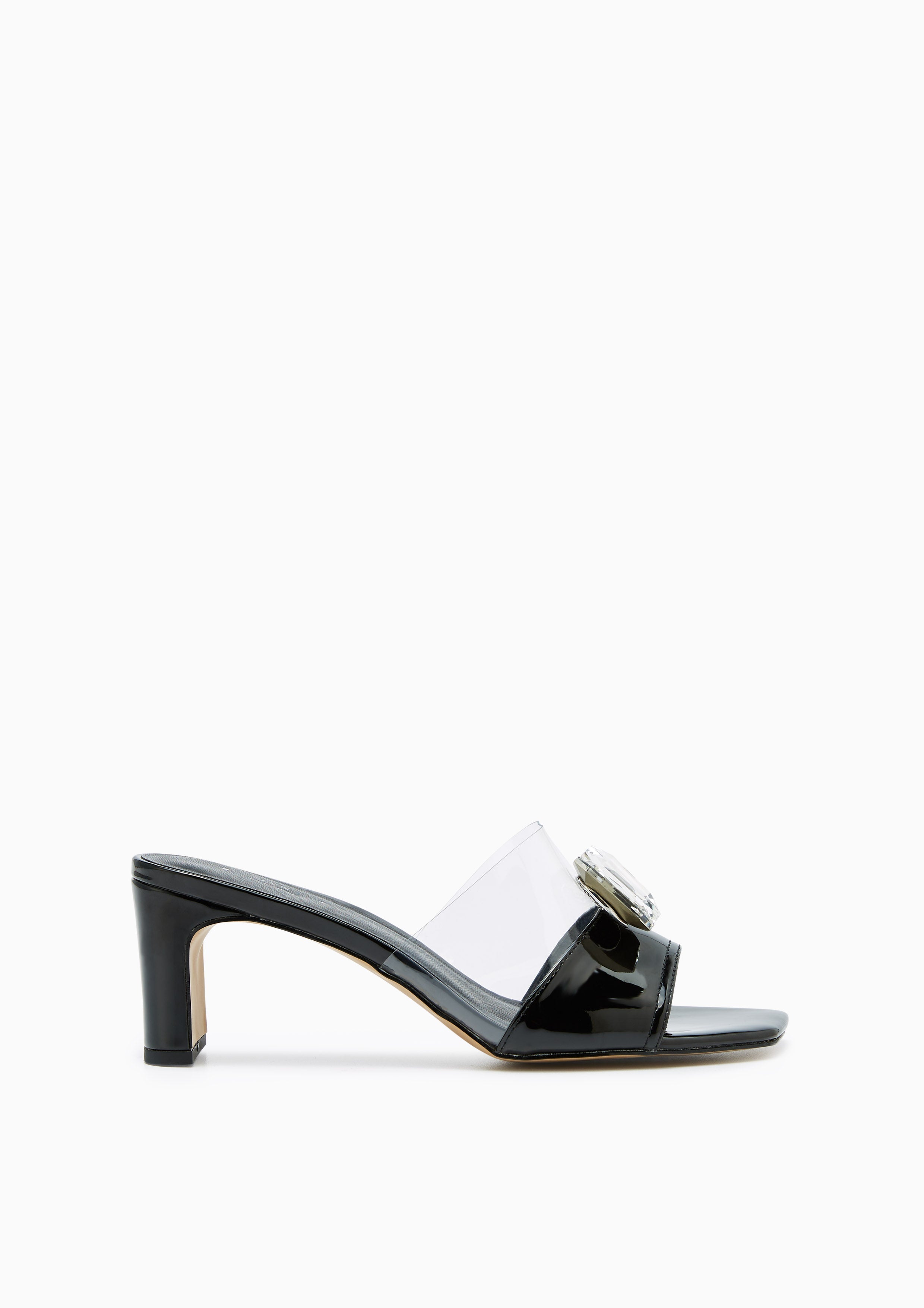 Bowy Mid Heel Sandals Black - Lyn TH