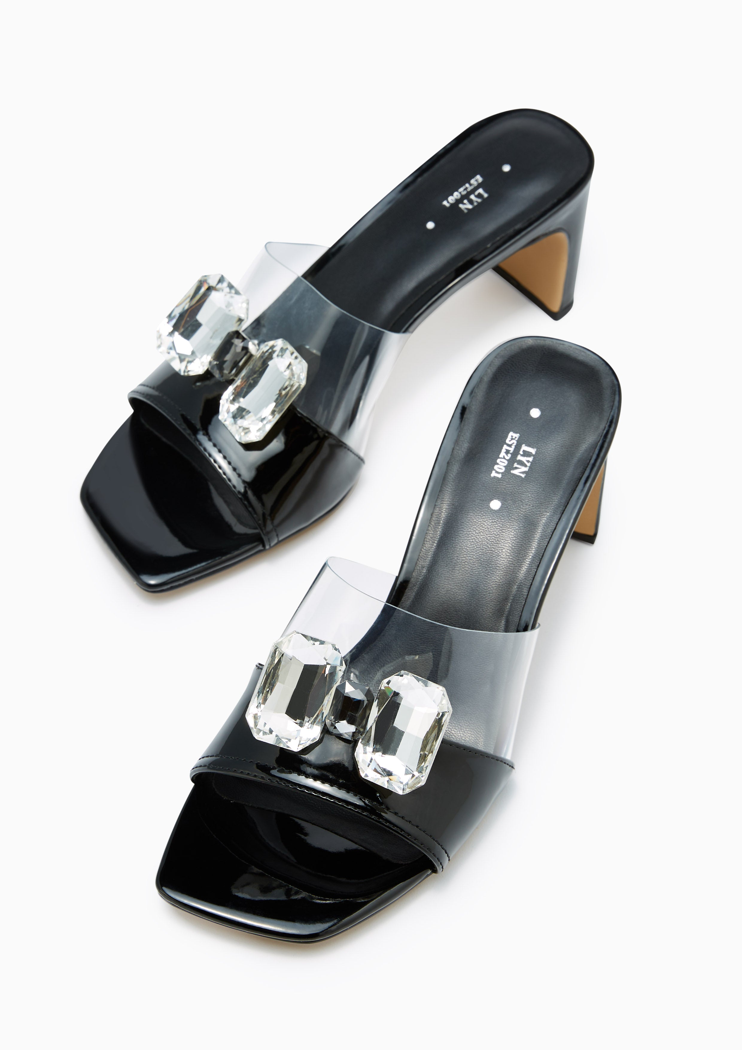 Bowy Mid Heel Sandals Black - Lyn TH