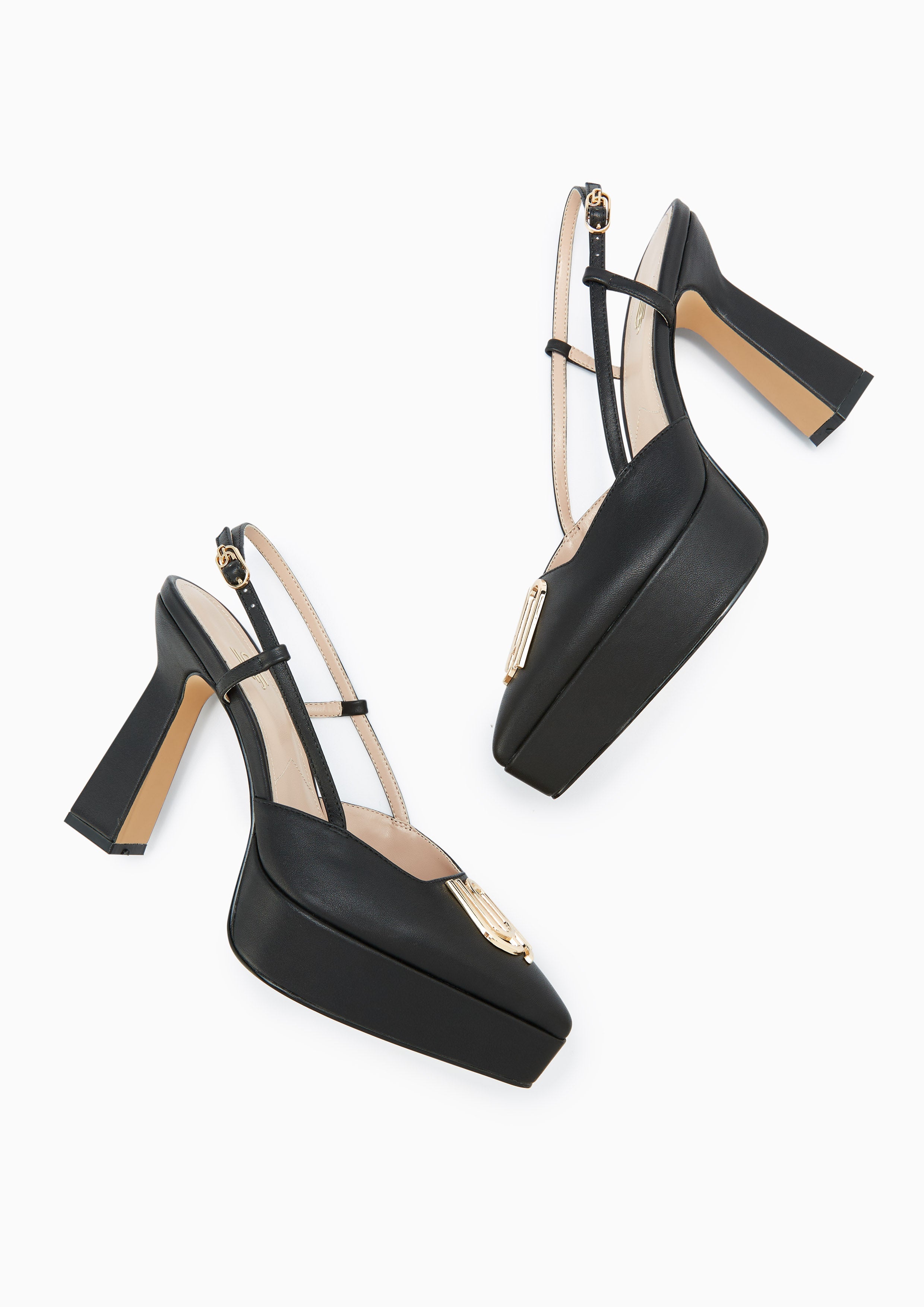 Mara Infinite Platform Heel Slingbacks Black - Lyn TH