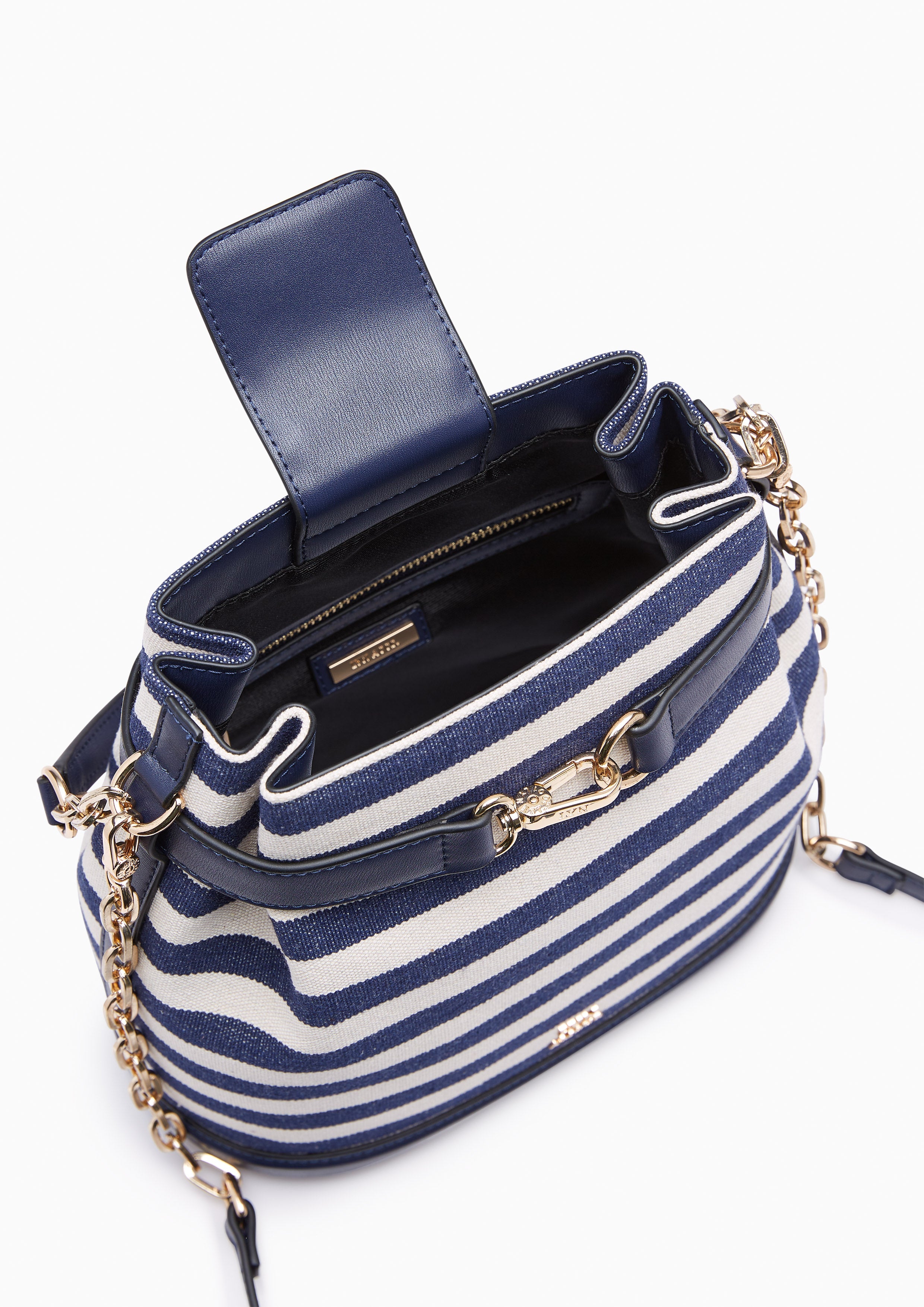 Maria Striped S Bucket Bag Navy - Lyn TH