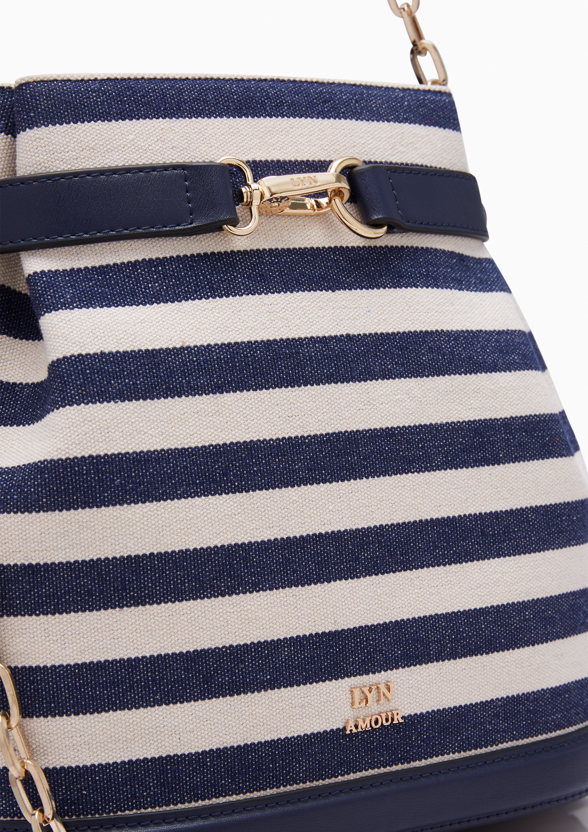 Maria Striped S Bucket Bag Navy - Lyn TH