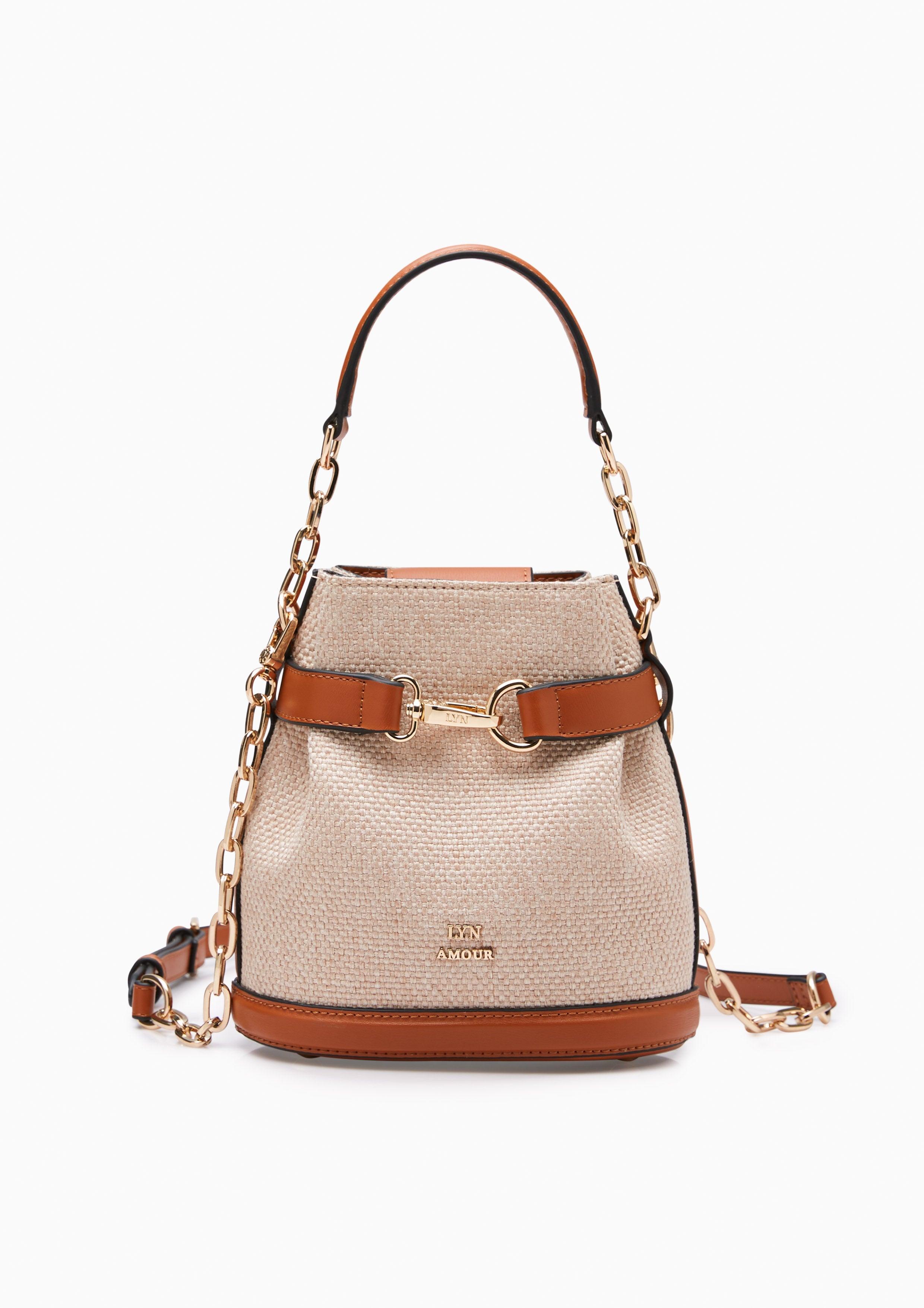 Maria Canvas Mini Bucket Bag Brown - Lyn TH