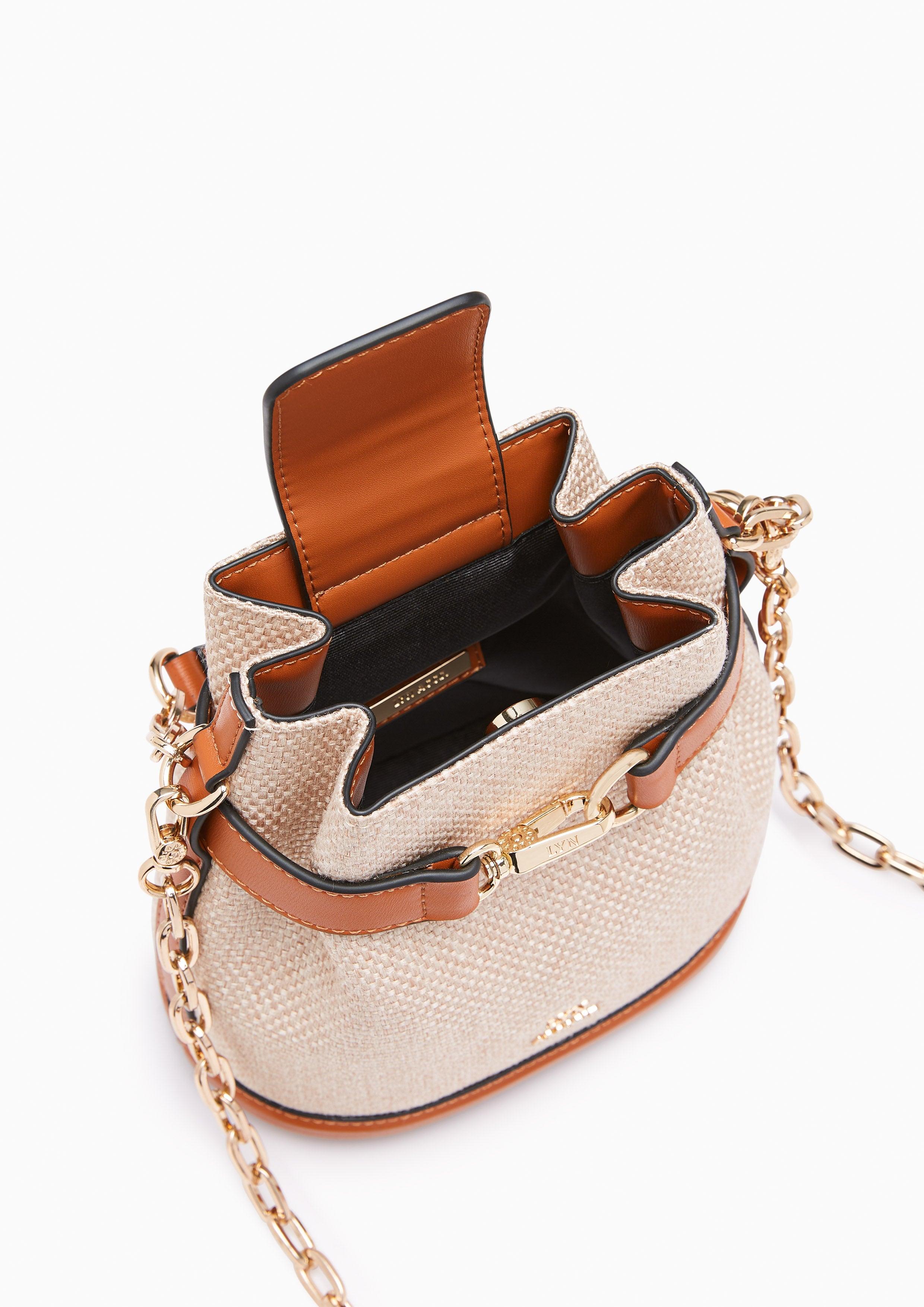 Maria Canvas Mini Bucket Bag Brown - Lyn TH