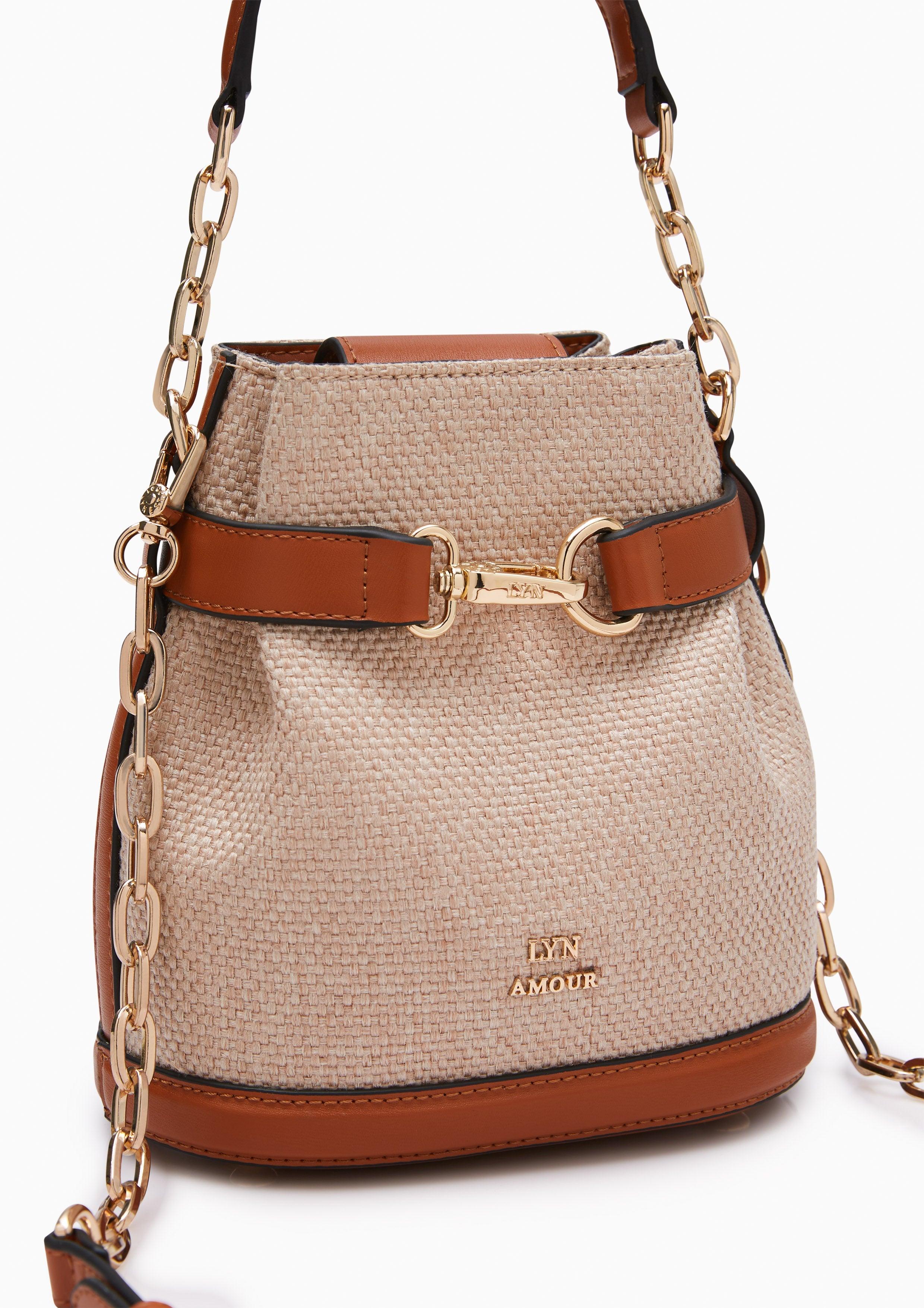 Maria Canvas Mini Bucket Bag Brown - Lyn TH