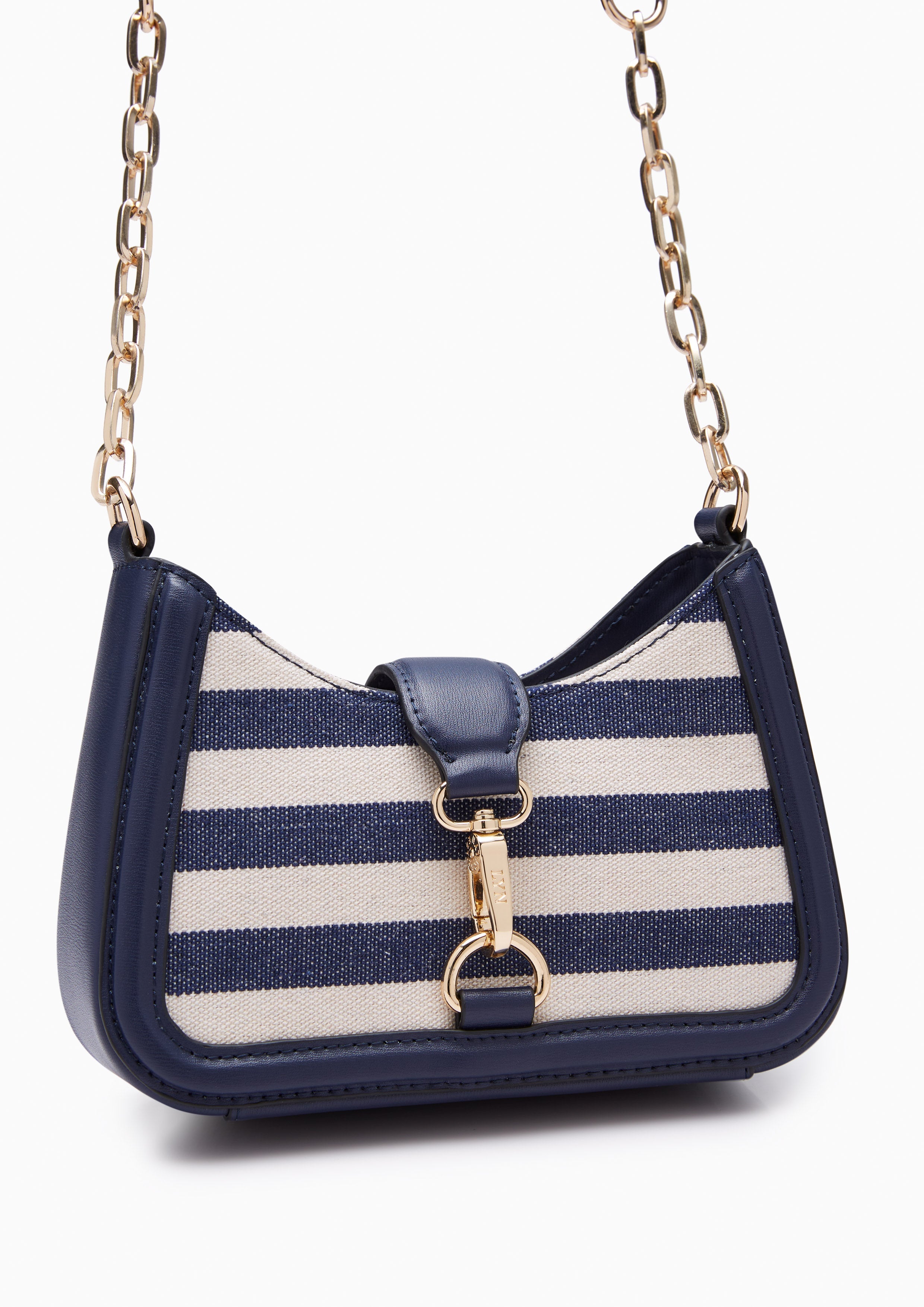 Maria Striped Mini Crossbody Bag Navy - Lyn TH