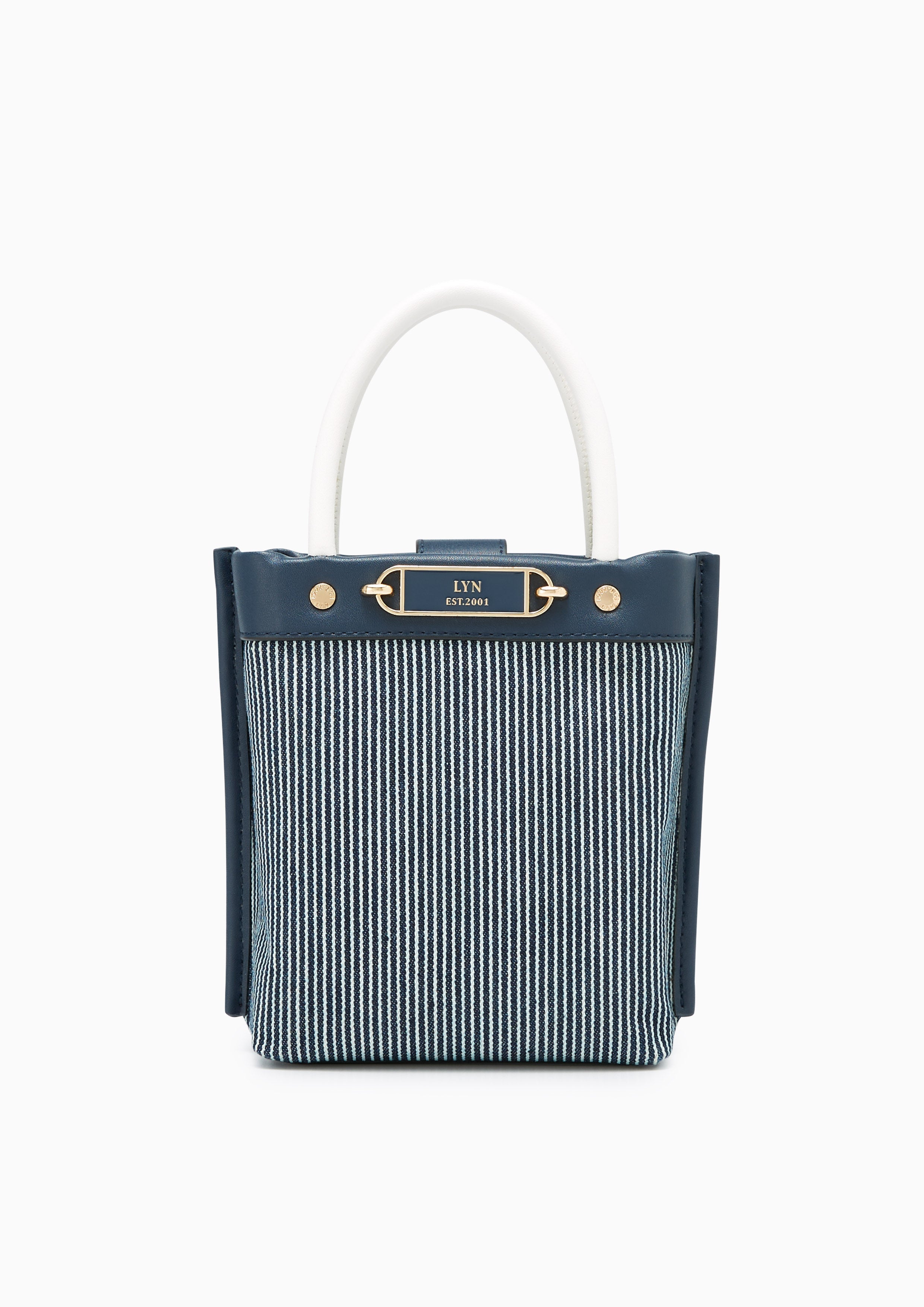 Marina Stripe Mini Tote Bag Navy - Lyn TH