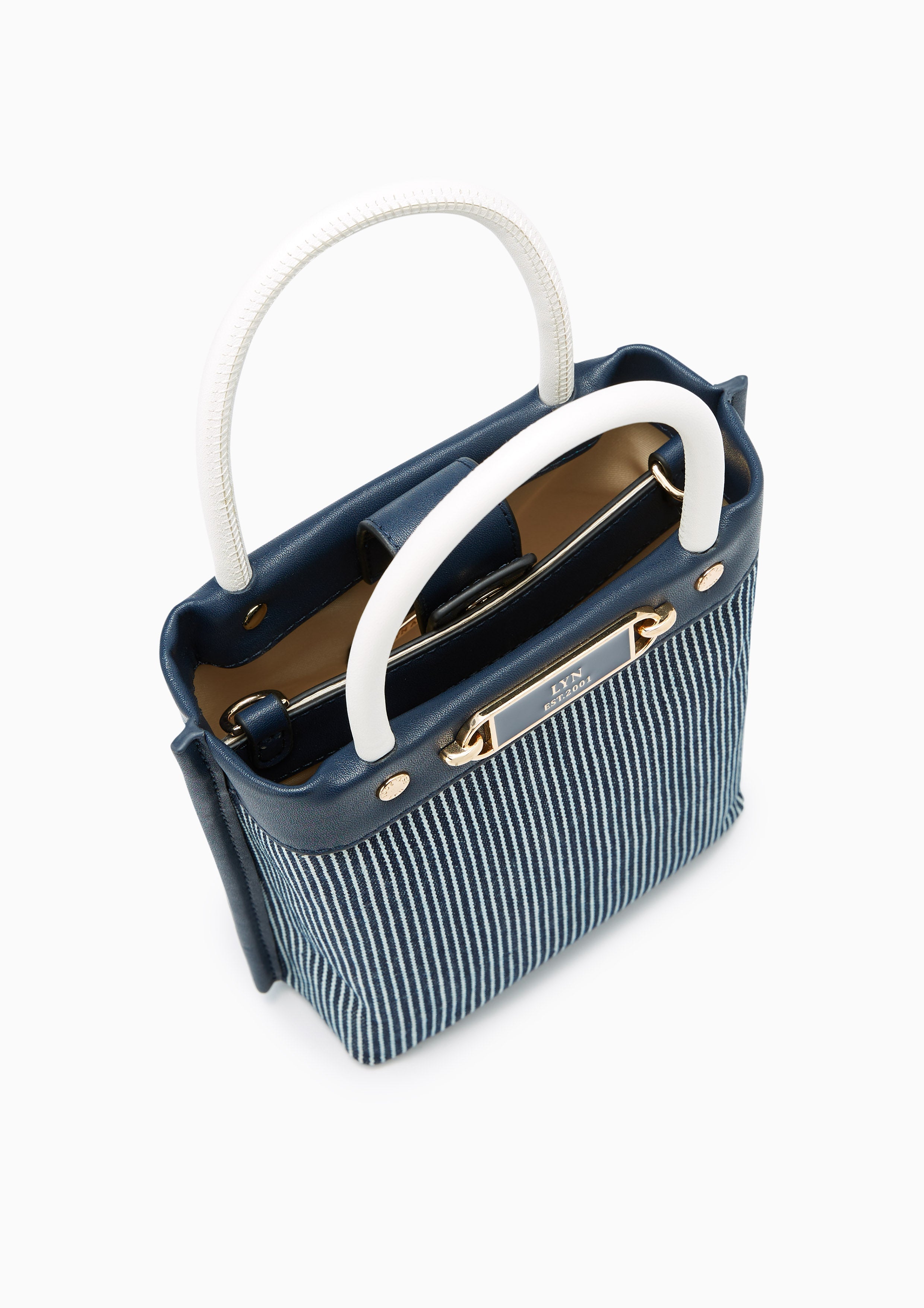 Marina Stripe Mini Tote Bag Navy - Lyn TH