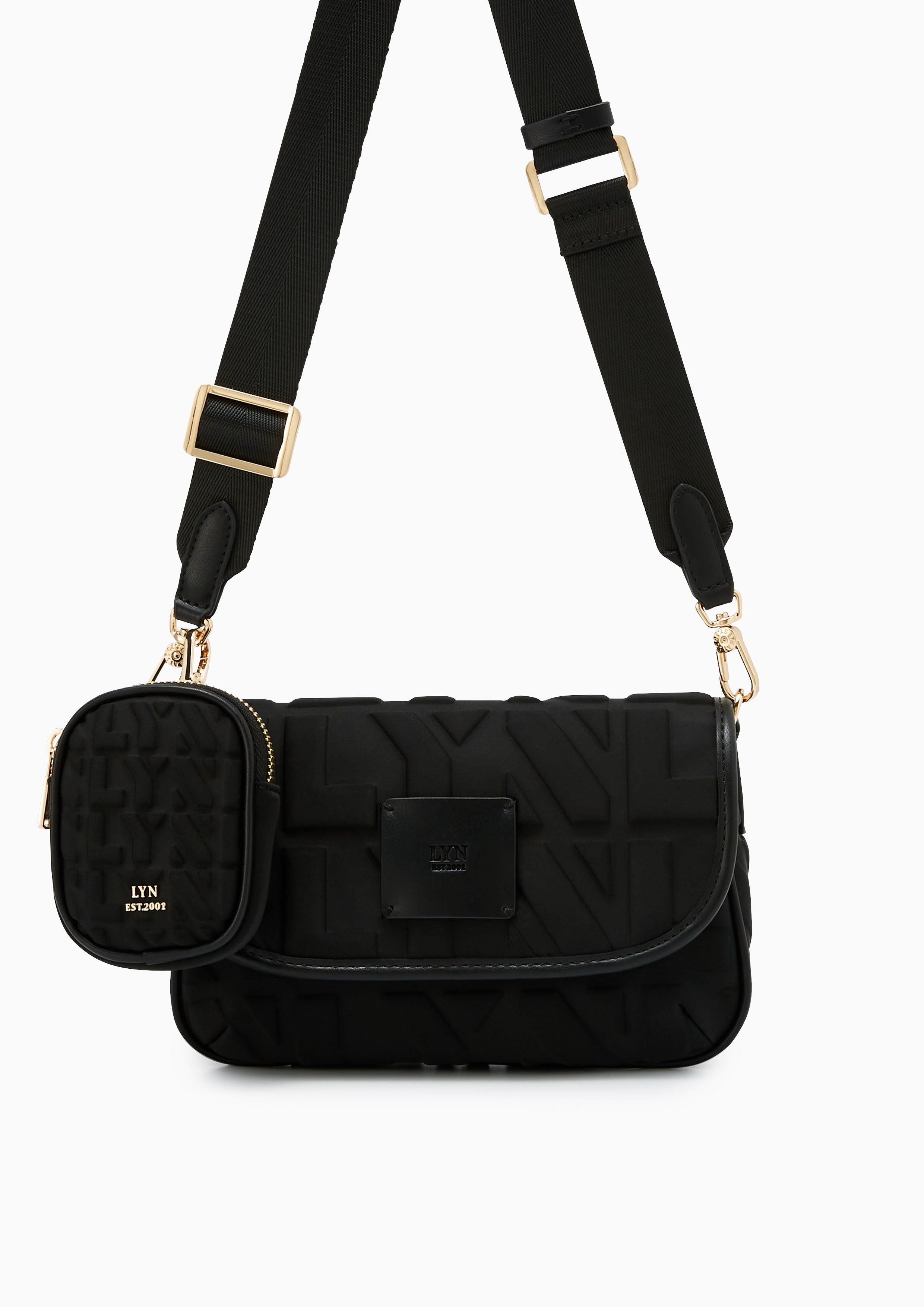 Sheen Front Flap Crossbodybag Black - Lyn TH