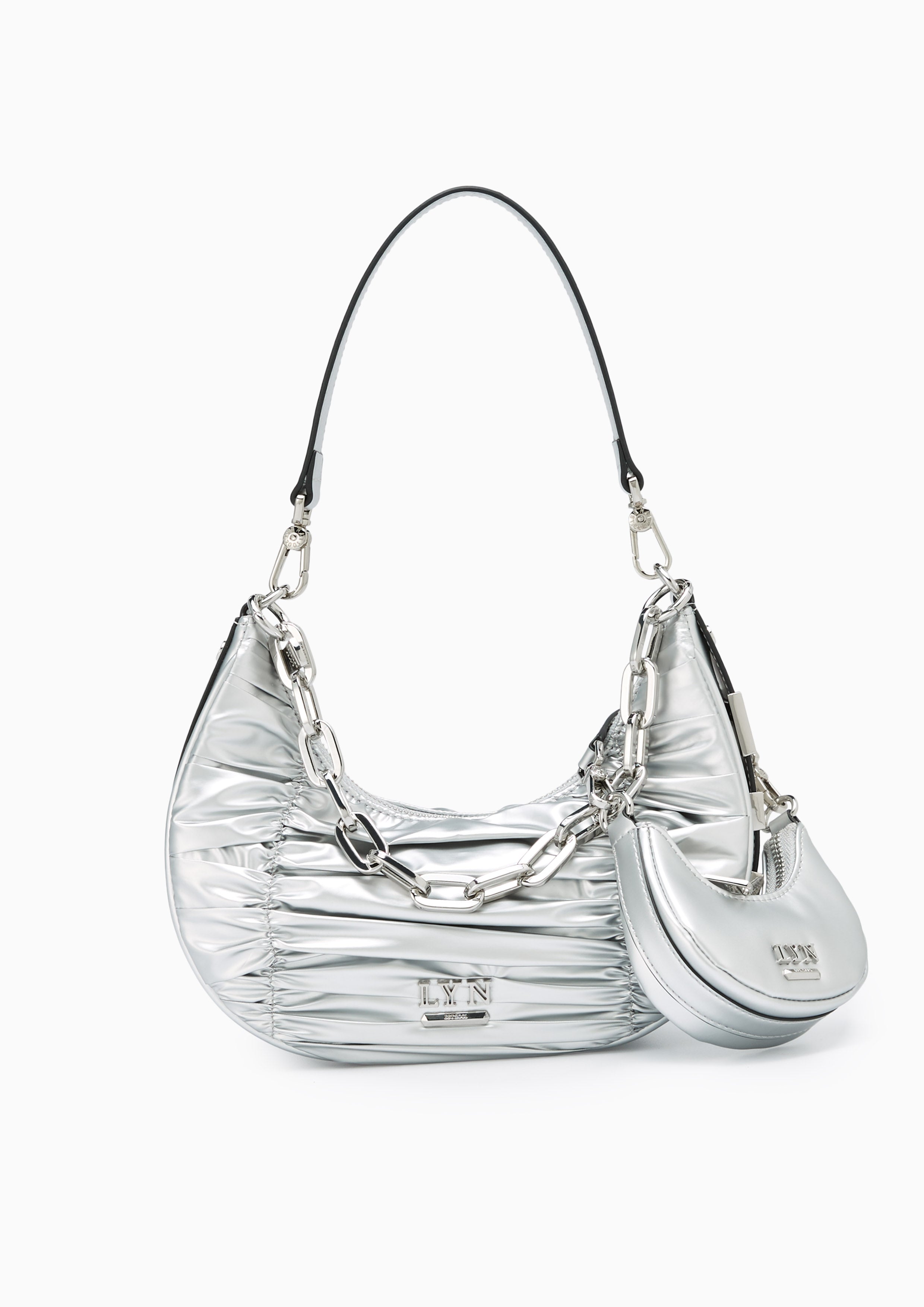 Diva Nylon Shoulder Bag Silver - Lyn TH