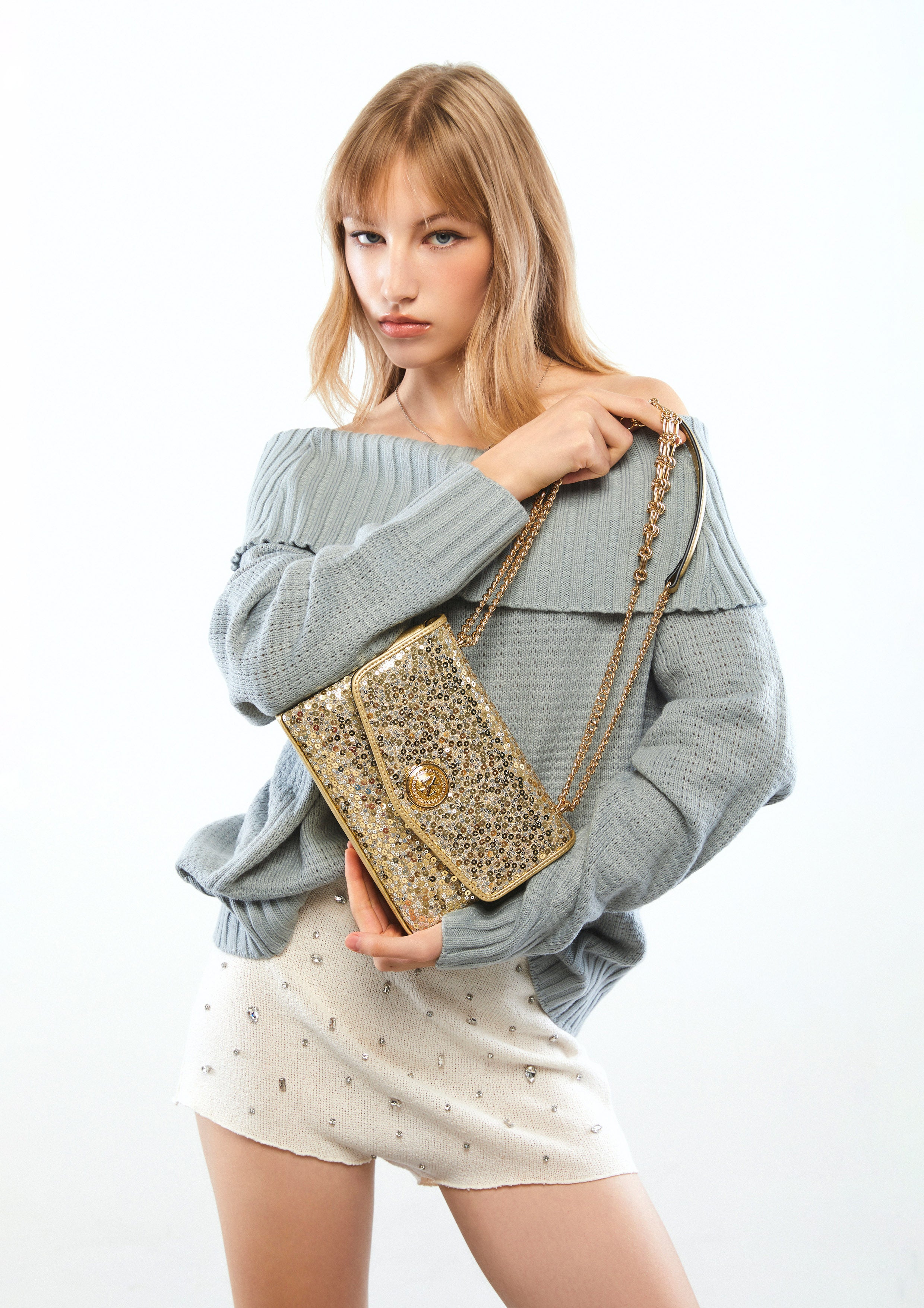 Serena Ii Sequin Crossbody Bag Gold