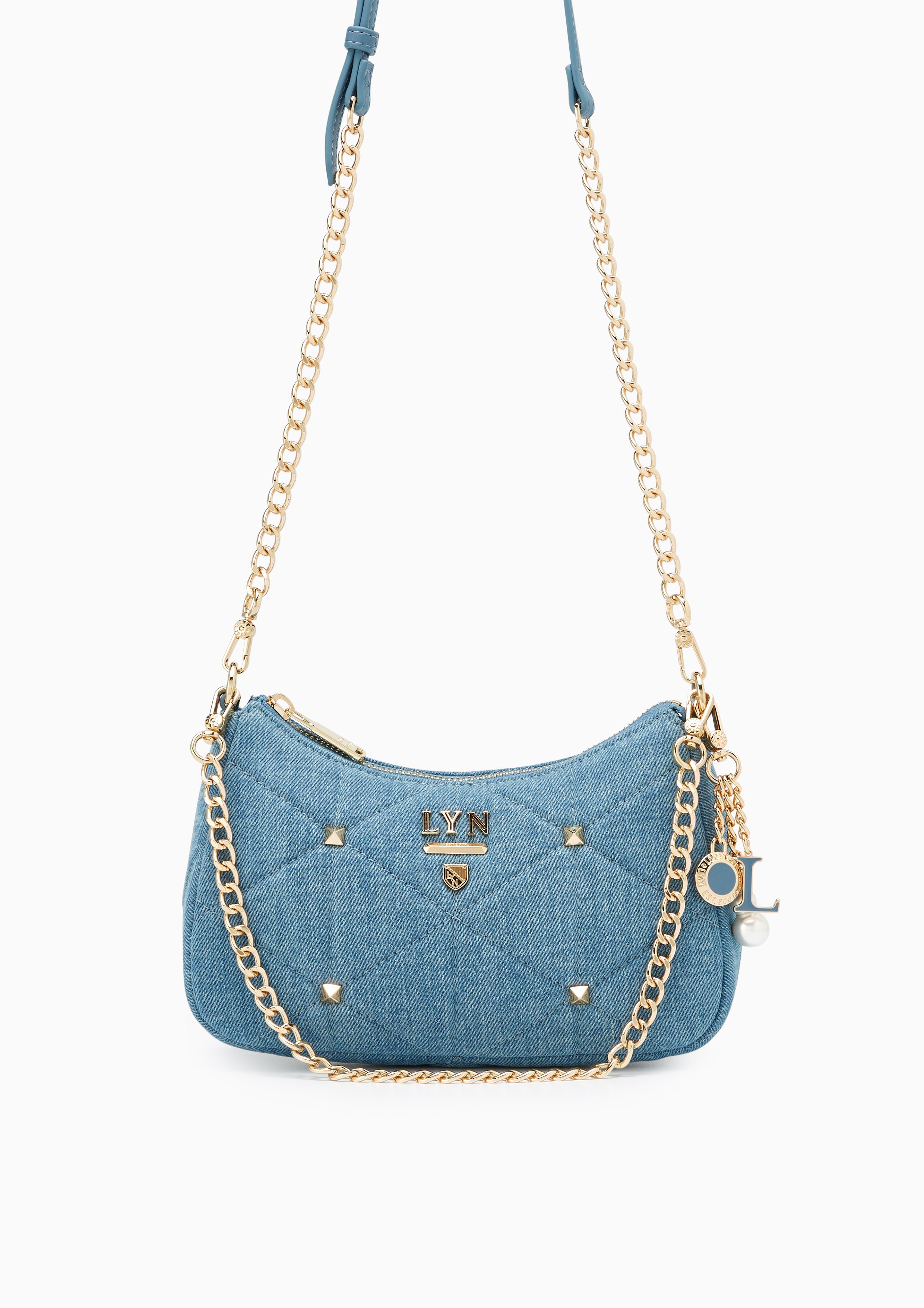 Tricia Denim Amused Shoulder Bag Blue - Lyn TH