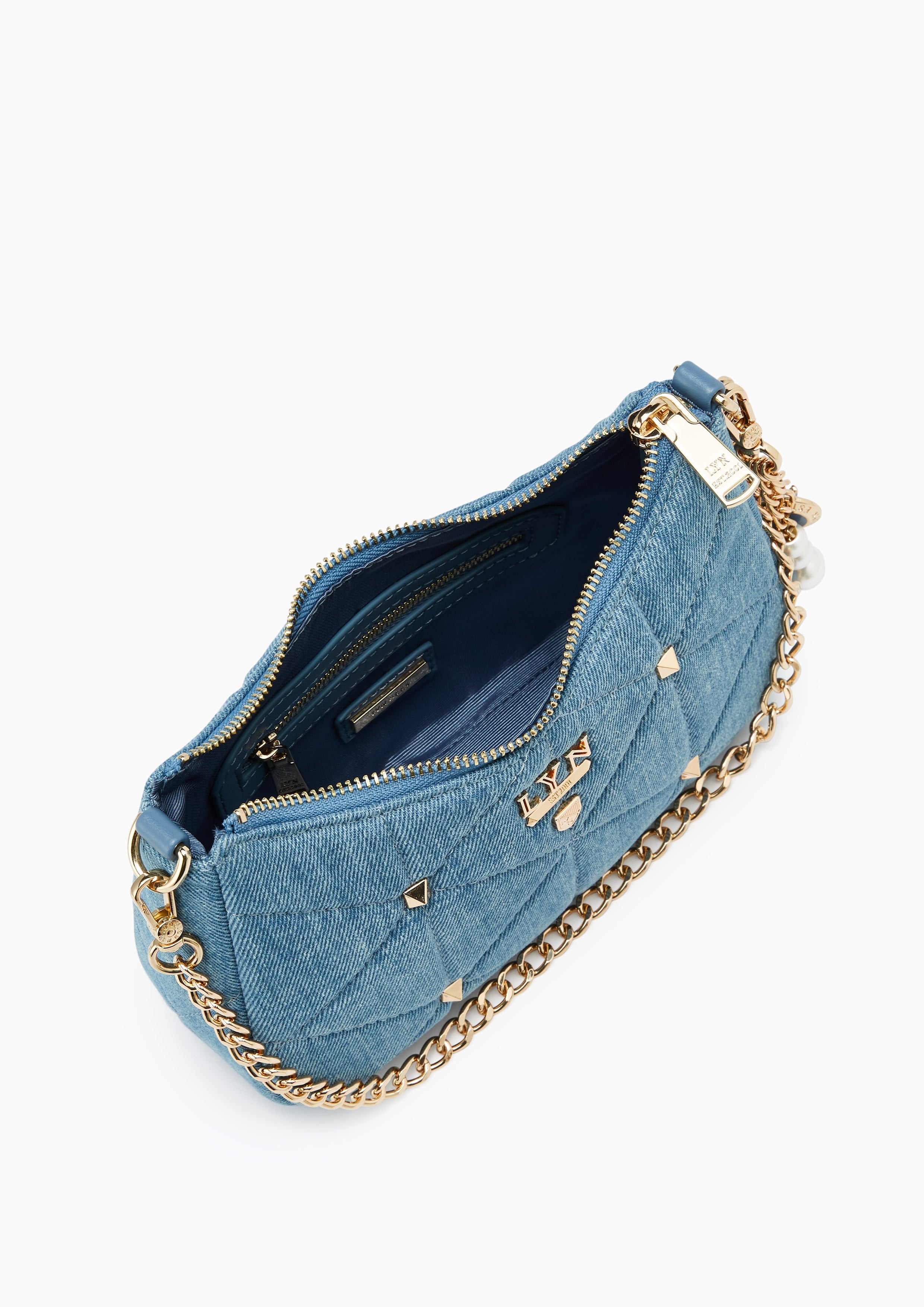 Tricia Denim Amused Shoulder Bag Blue - Lyn TH