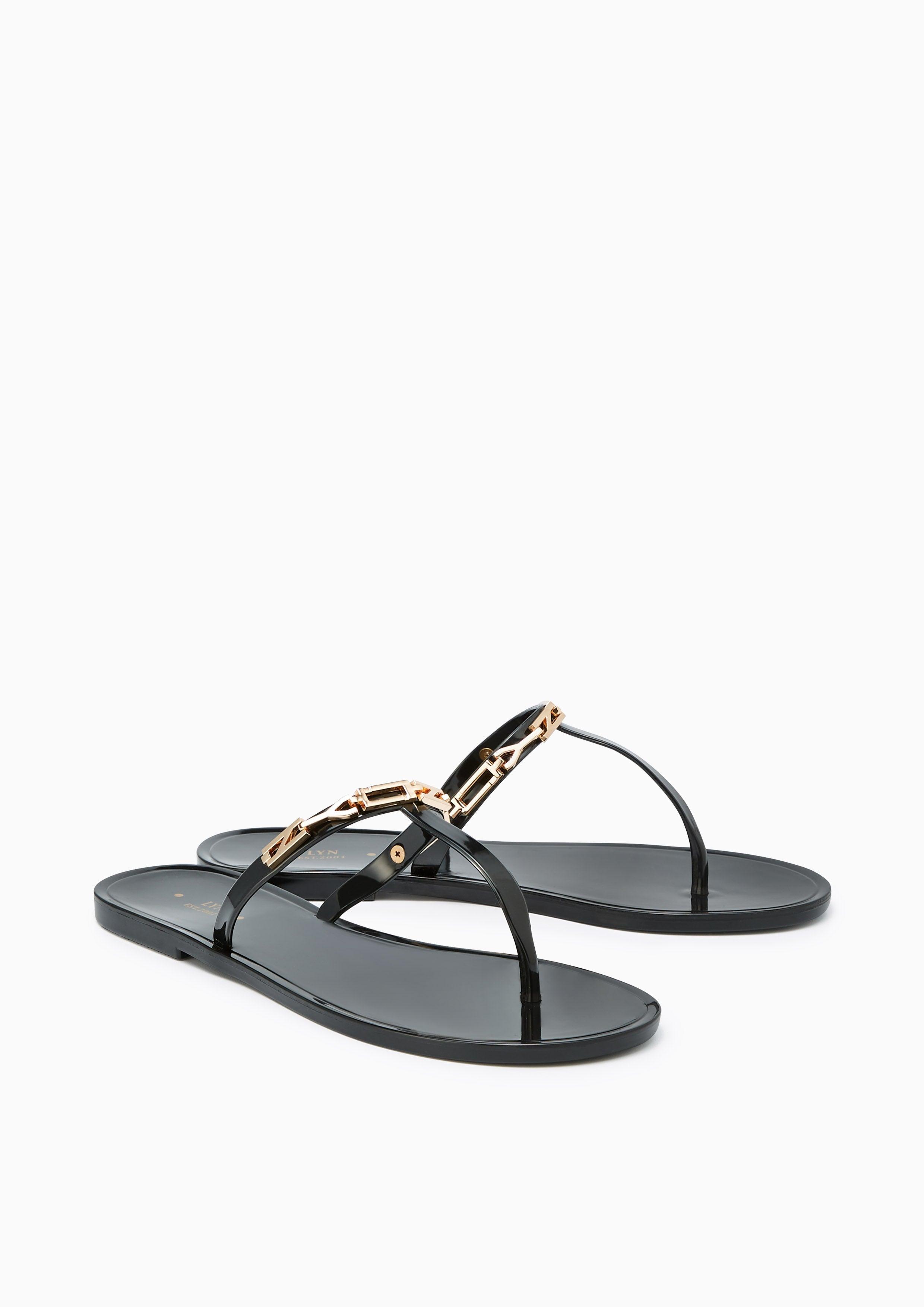 Bramble Flat Thongs Black - Lyn TH