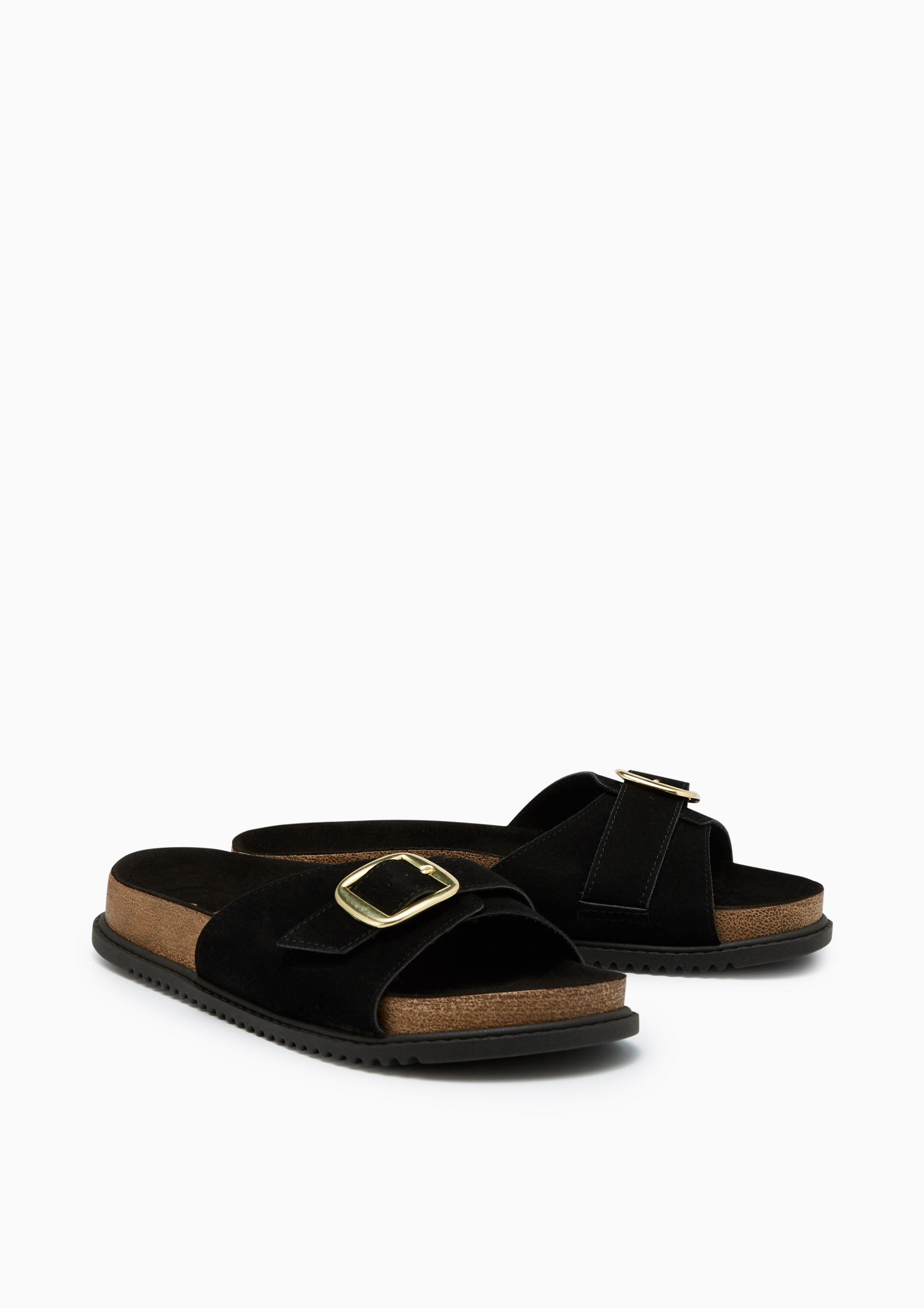 Benicia Flat Sandals Black