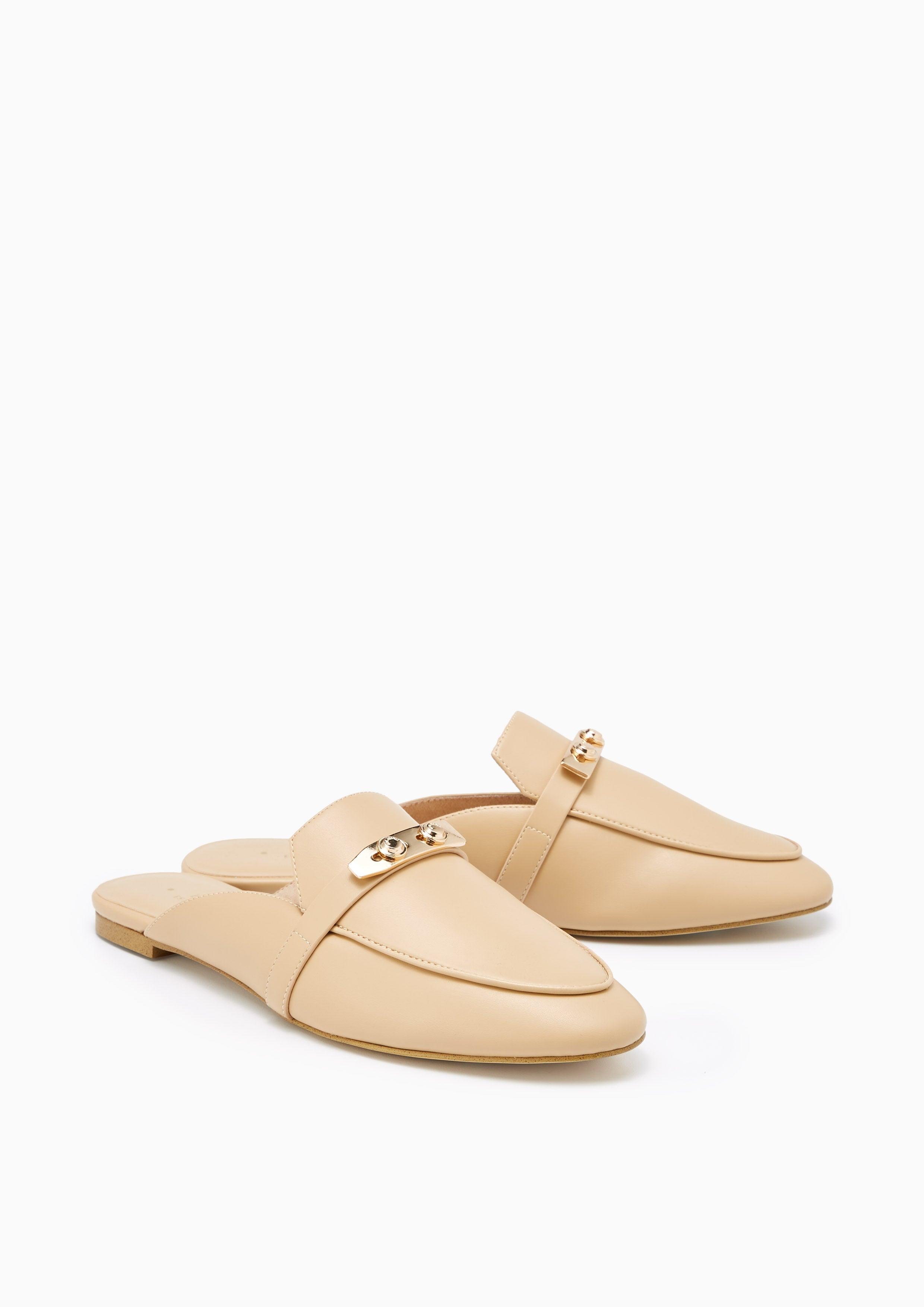 Beige mules flat deals
