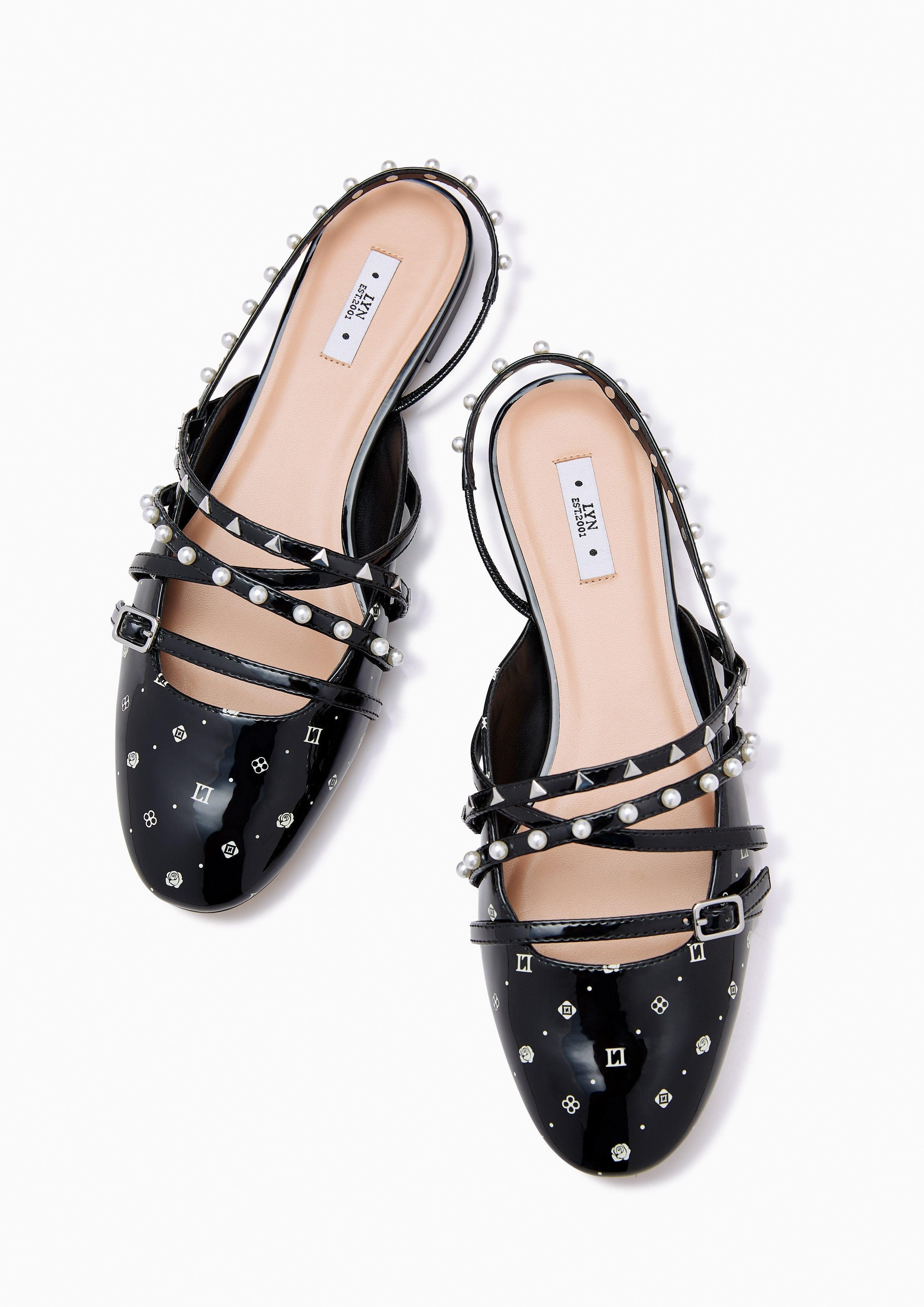 Kara Flat Slingbacks Black - Lyn TH