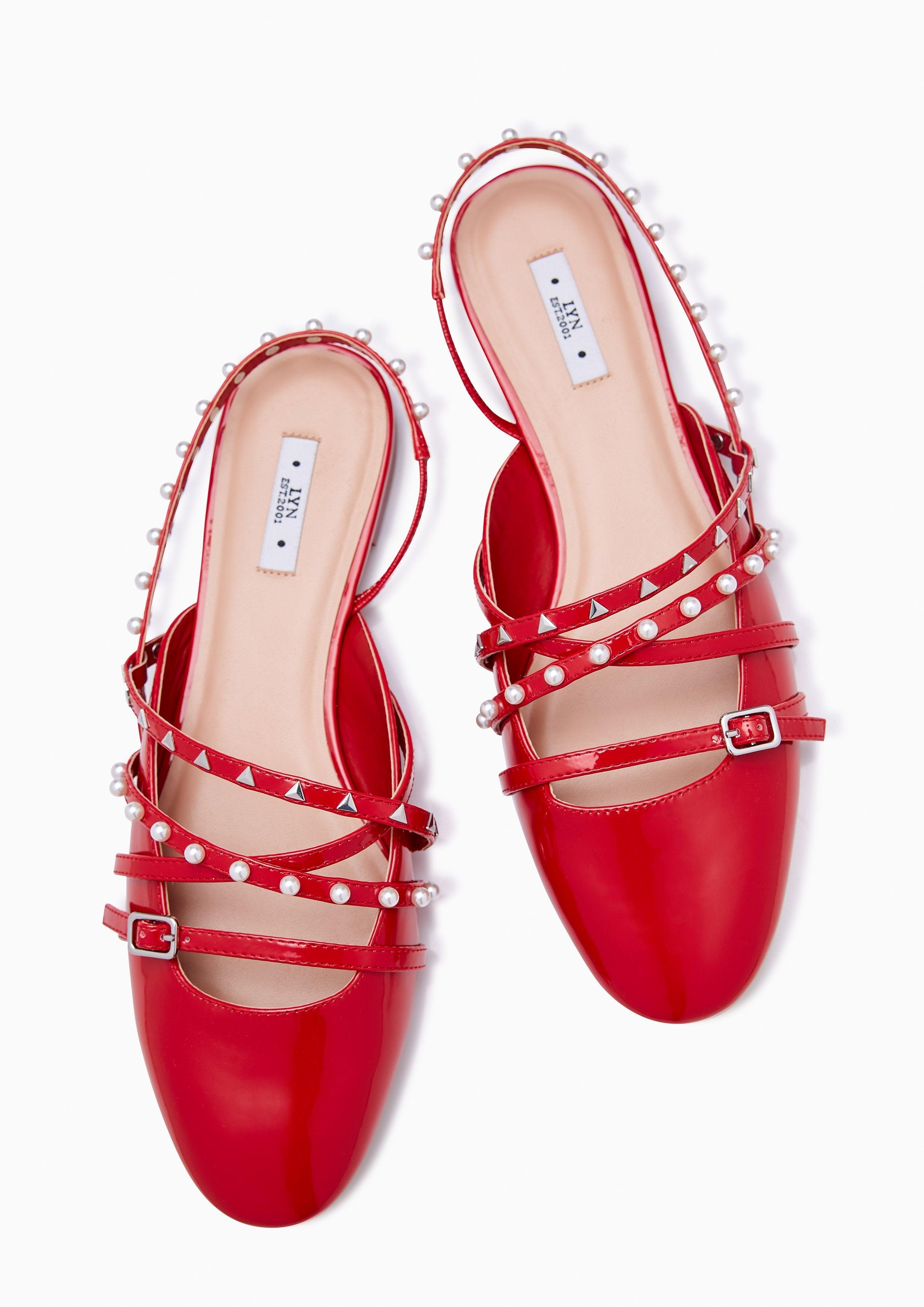 Kara Flat Slingbacks Red - Lyn TH