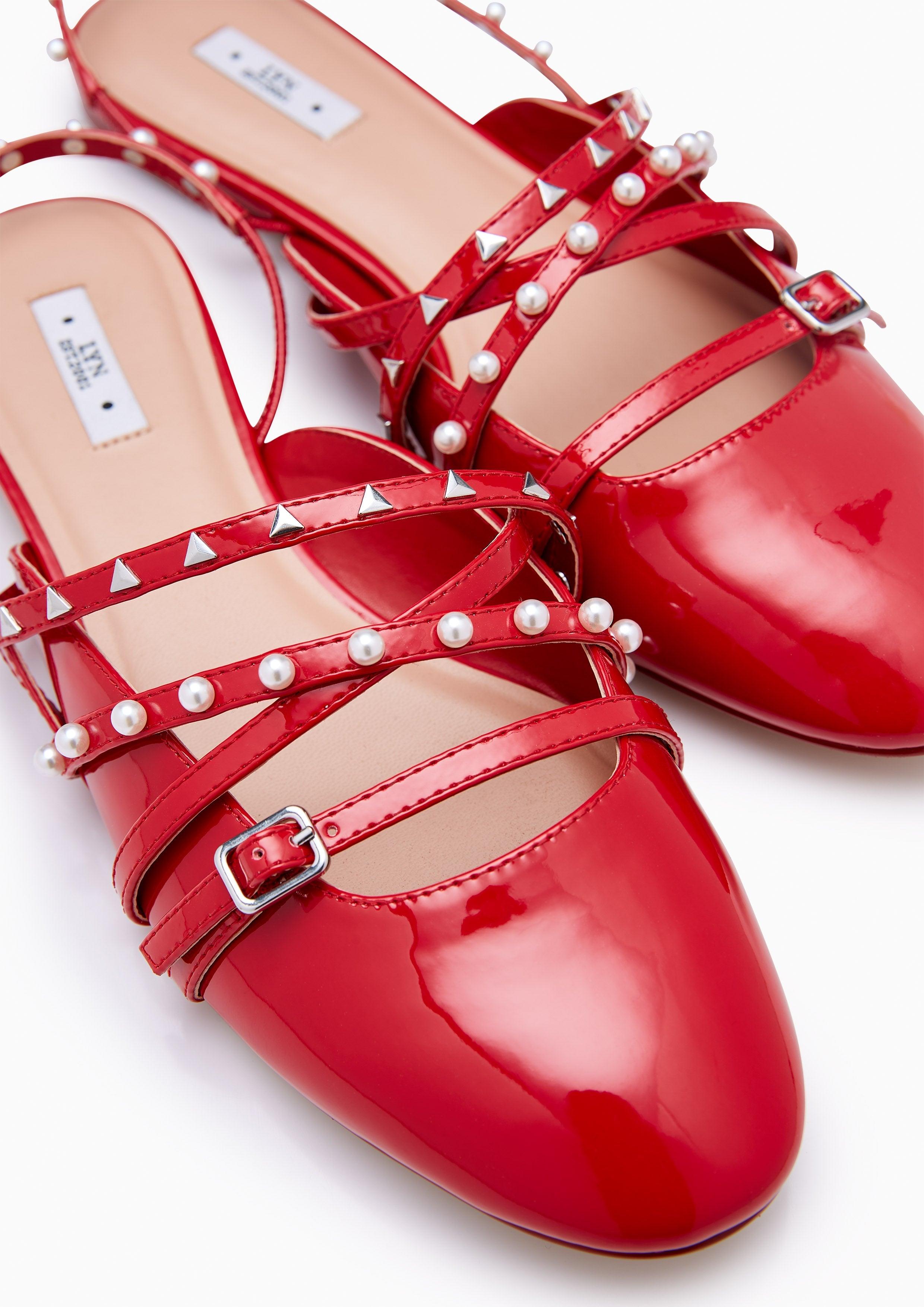 Kara Flat Slingbacks Red - Lyn TH