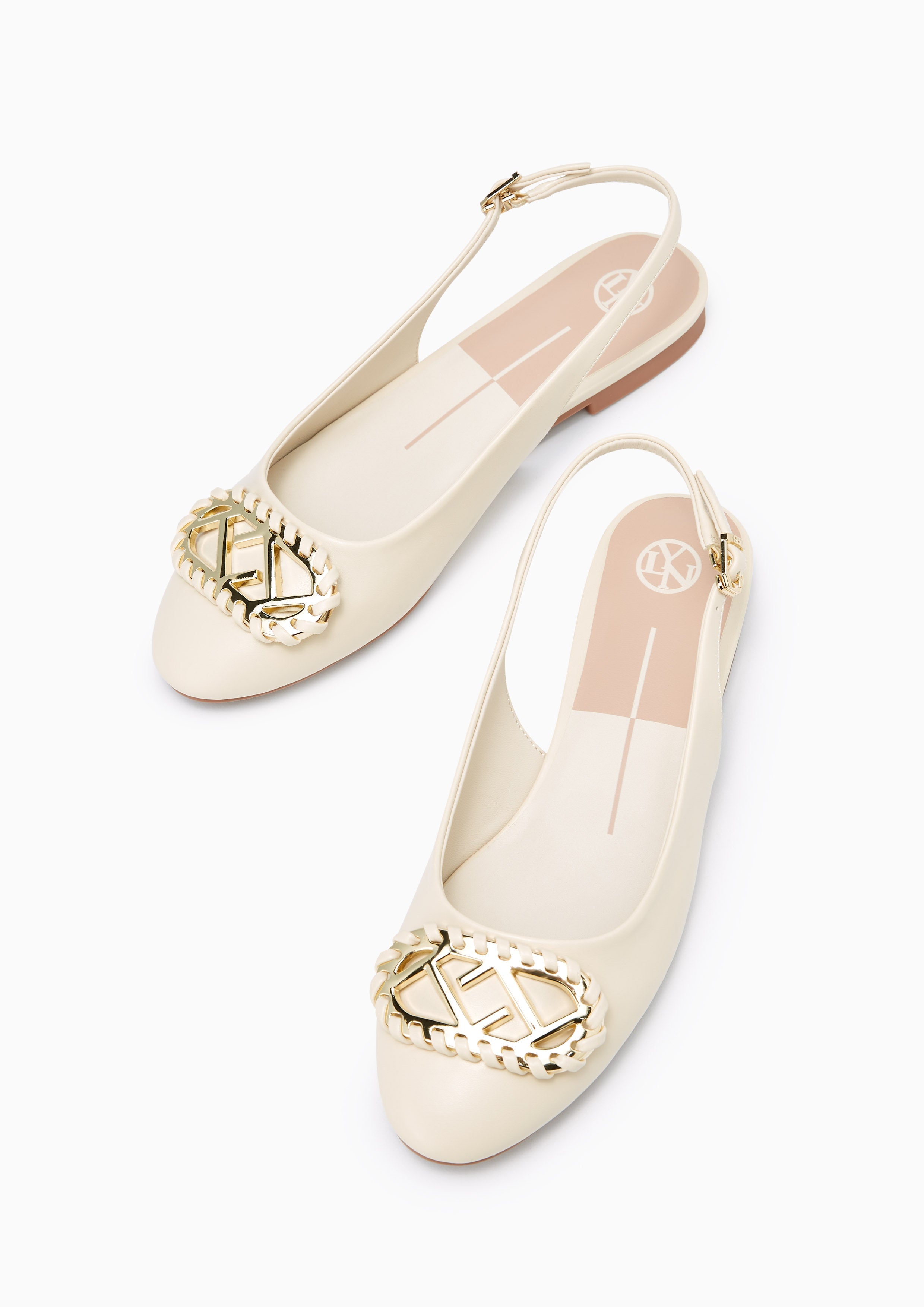 Norm Flat Slingbacks Ivory - Lyn TH